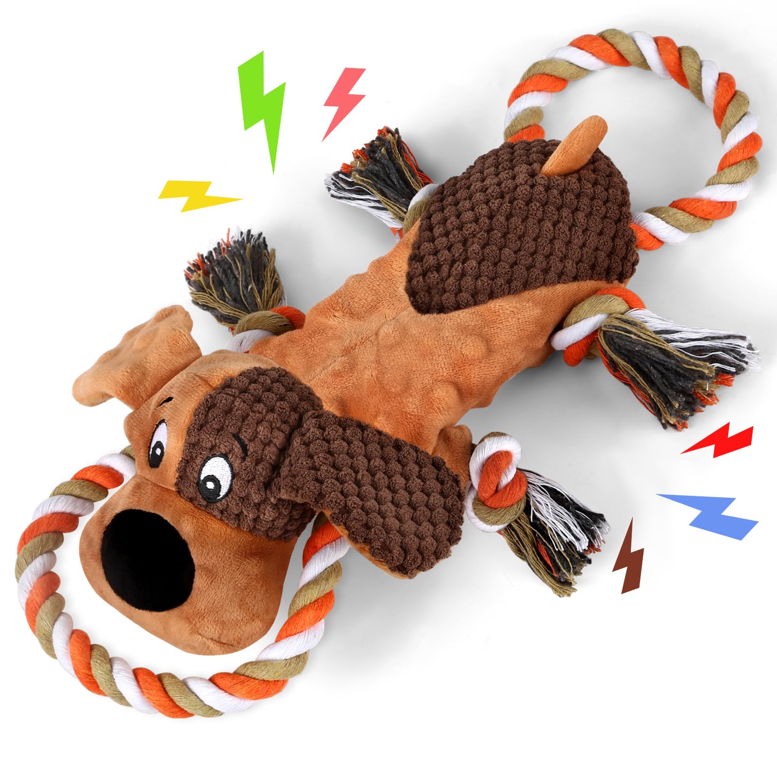 Letsmeet Squeaky Dog Toys, Tug Of War Dog Toy For Large Dogs, Plush Puppy Toys With Pull Rope, Interactive Dog Toys For Small, M