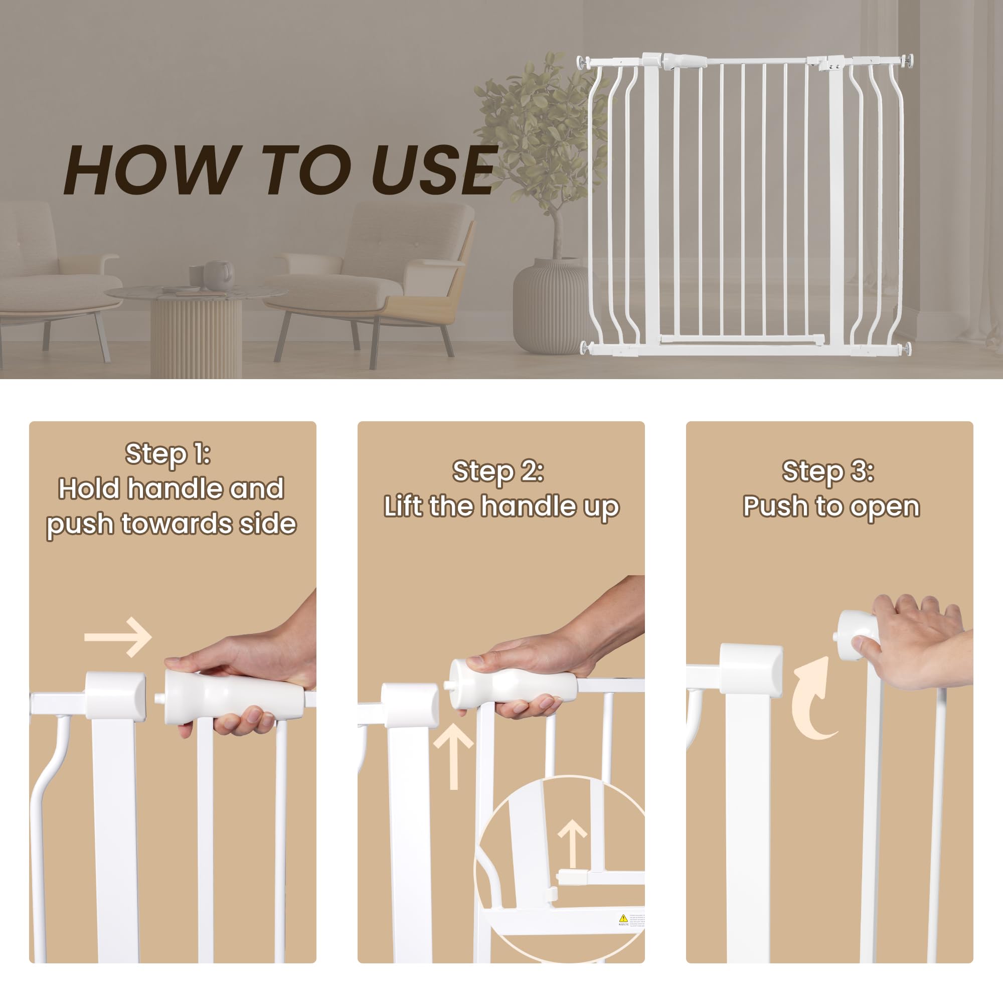 Balancefrom Easy Walk-Thru Safety Gate For Doorways And Stairways With Auto-Close/Hold-Open Features, 36-Inch Tall, Fits 29.1 - 43.3 Inch Openings, White