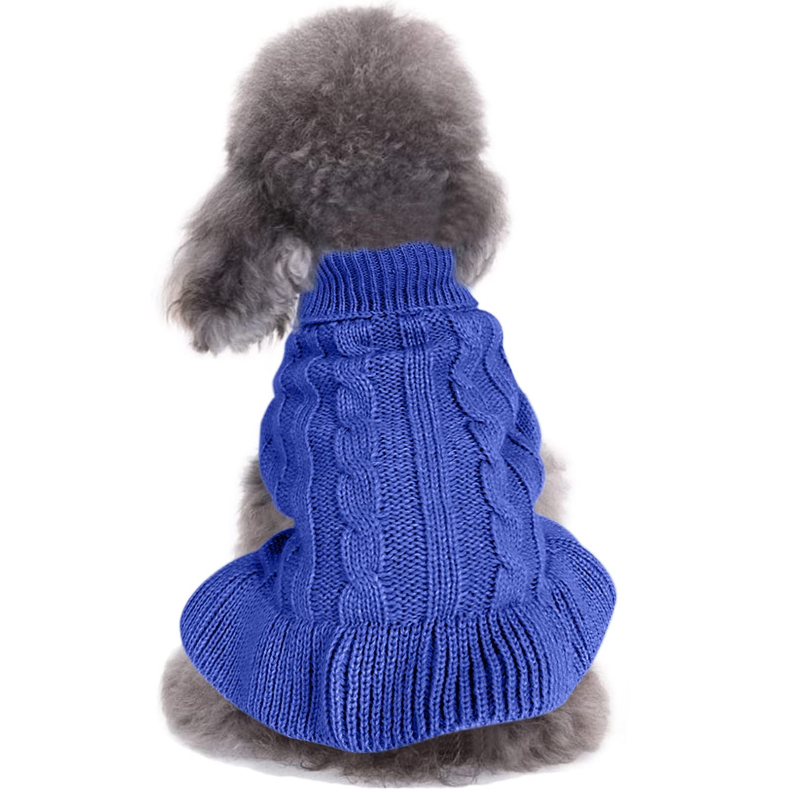 Chborchicen Small Dog Sweaters Knitted Pet Cat Warm Dog Sweatshirt Winter Clothes Kitten Puppy Sweater (S, Dress-Dark Blue)