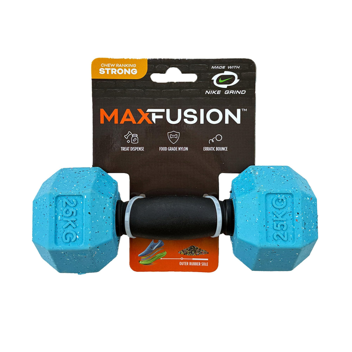 Max Fusion Made With Nike Grind, Arlee Dumbbell Dog Toy, Blue Dog Toys For Large Dogs, Durable & Natural Rubber Chew Toy For Pla