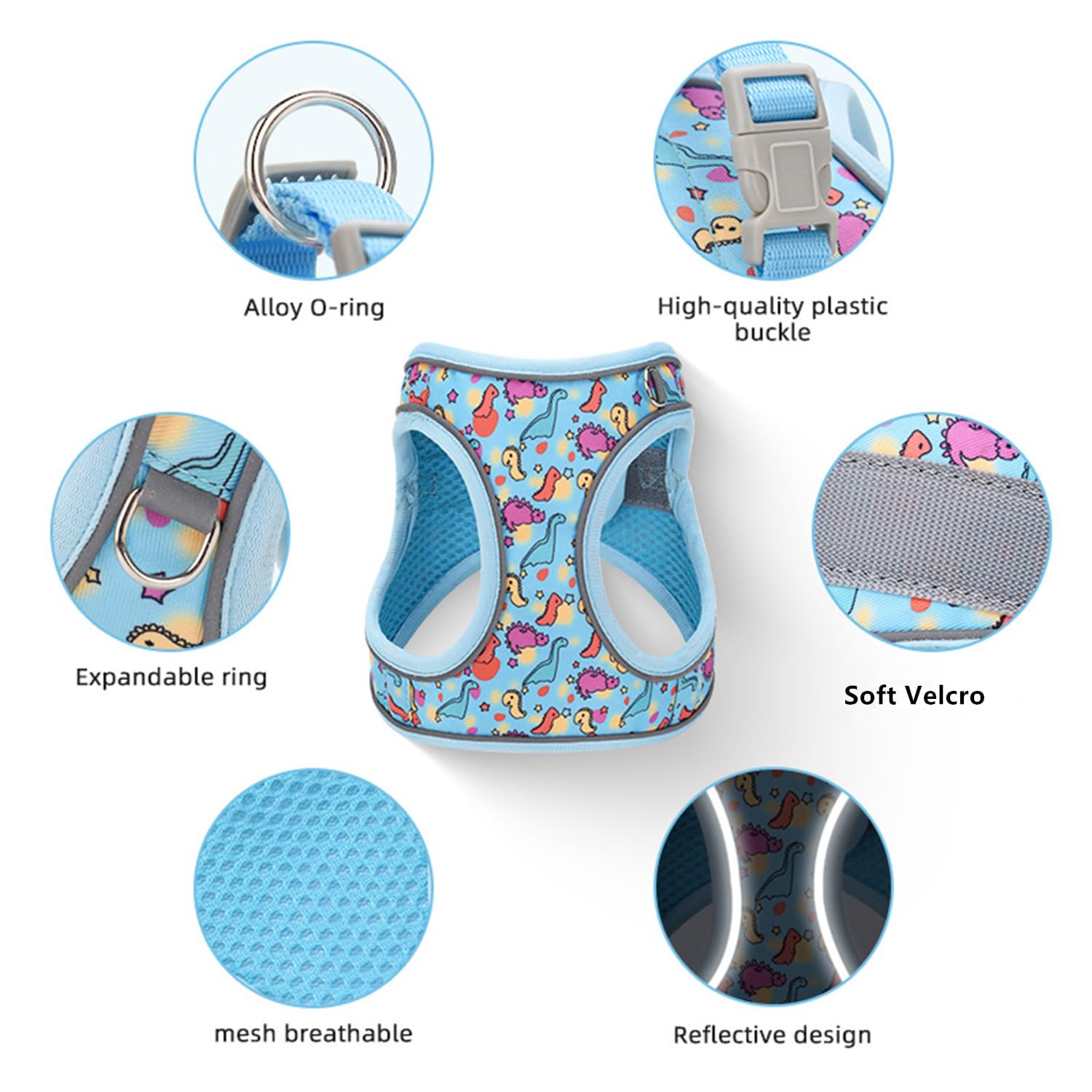 KocaPlye Step in Dog Harness No Pull Honeybee Adjustable Soft Mesh Padded Reflective Pet Vest Harness and Leash Set for Small Me