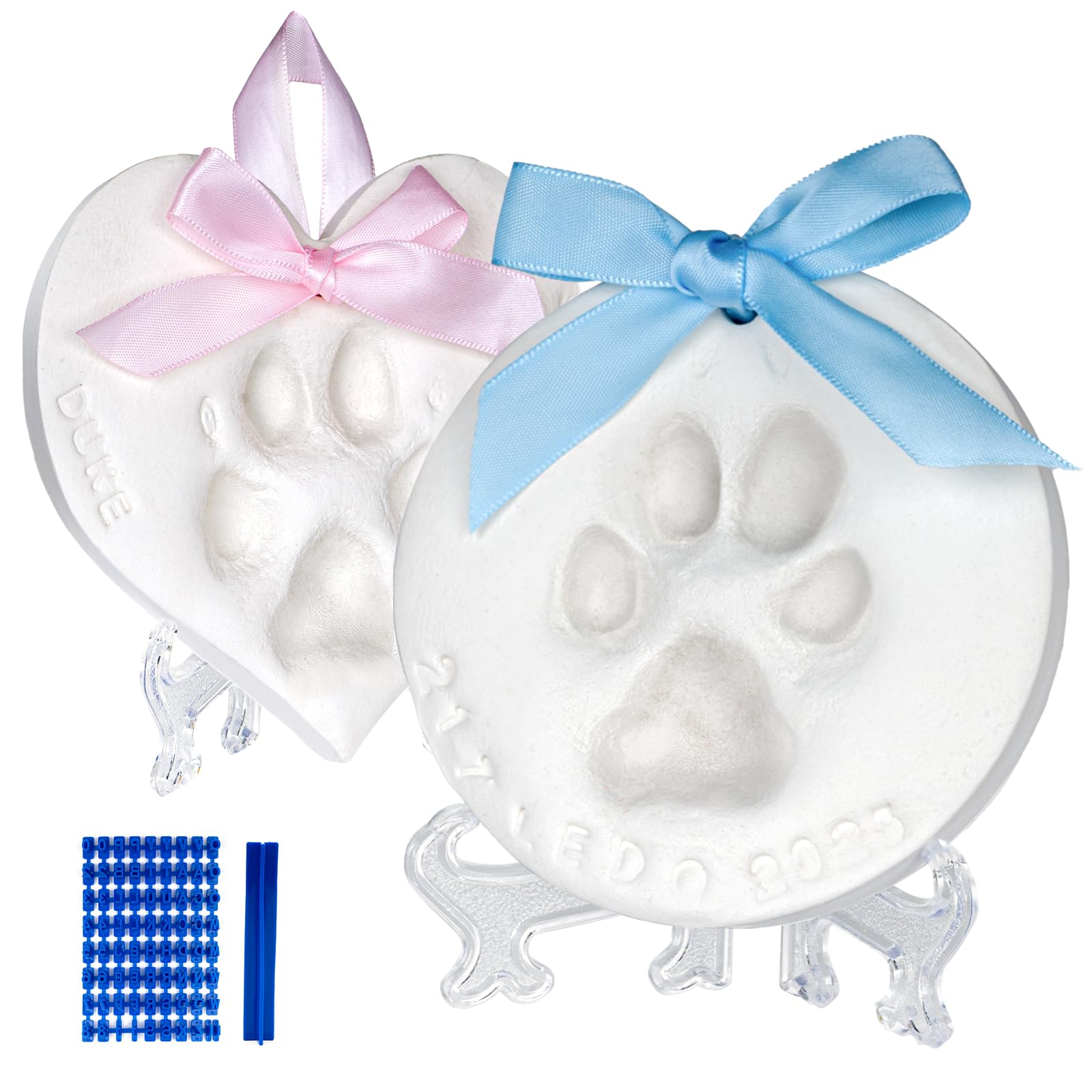 Tubuui Dog Paw Print Kit Keepsake (Makes 2), Clay Paw Print Kit For Dogs Cats, Pet Paw Print Impression Kit, Paw Print Ornament 