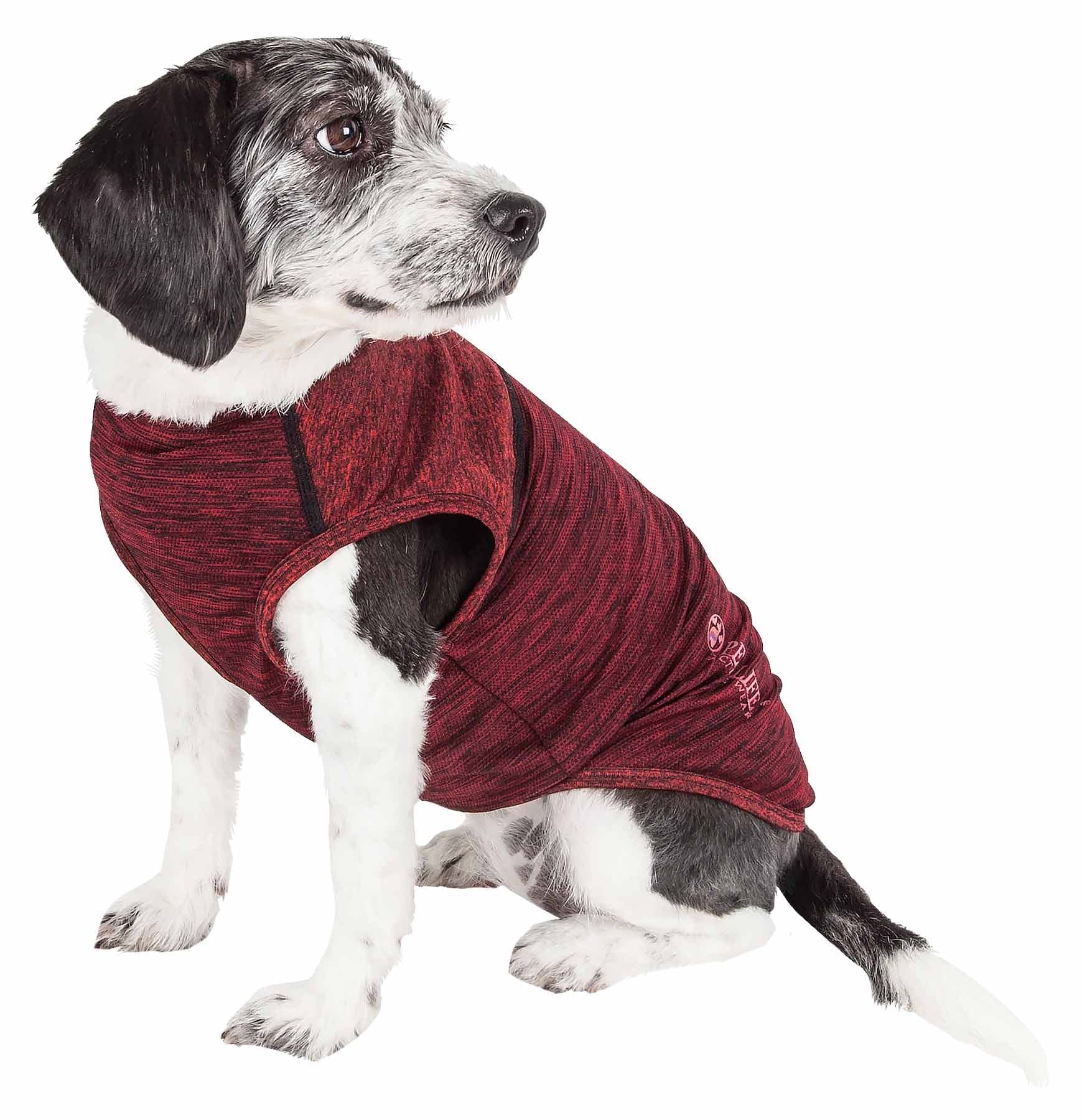 Pet Life Active Aero-Pawlse Heathered Quick-Dry And 4-Way Stretch-Performance Dog Tank Top T-Shirt(D0102H7LTFY.)