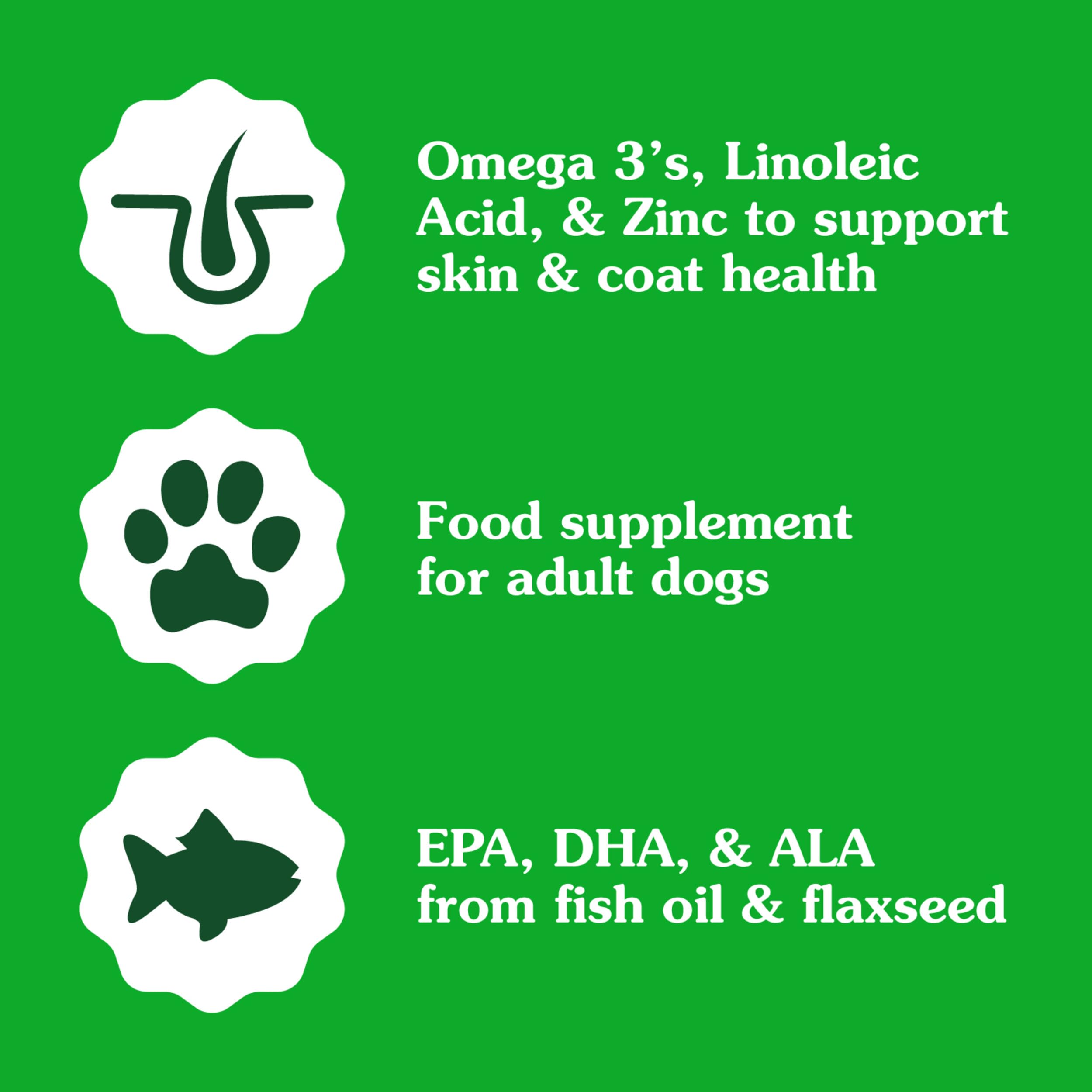 Greenies Sensitive Care Skin and Coat Supplement for Dogs with Fish Oil for Dogs Chicken-Free Formula Dog Supplement, Peanut But