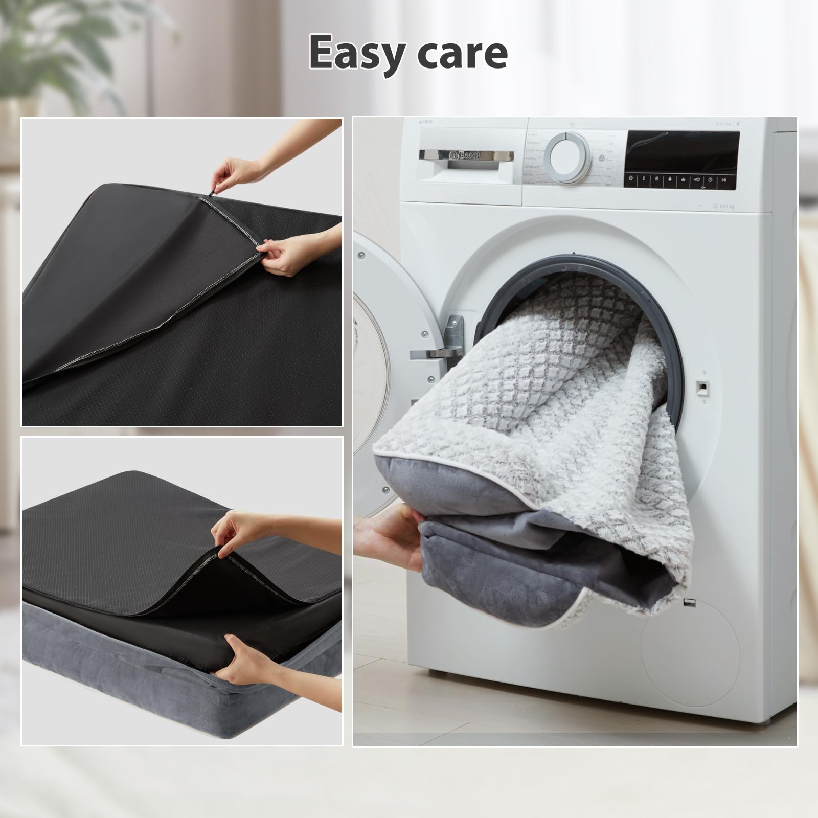 Lextro Orthopedic Dog Bed For Large Dogs, Egg Crate Foam Bed For Large Dogs, Equipped With Removable Waterproof Pillow Cover And