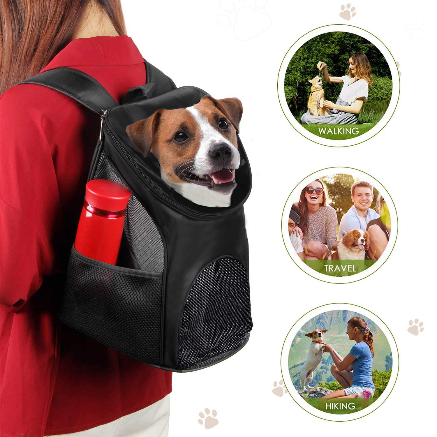 Dog Carrier Backpack Breathable For Small Pets/Cats/Puppies, Pet Carrier Bag With Mesh Ventilation, Safety Features And Cushion