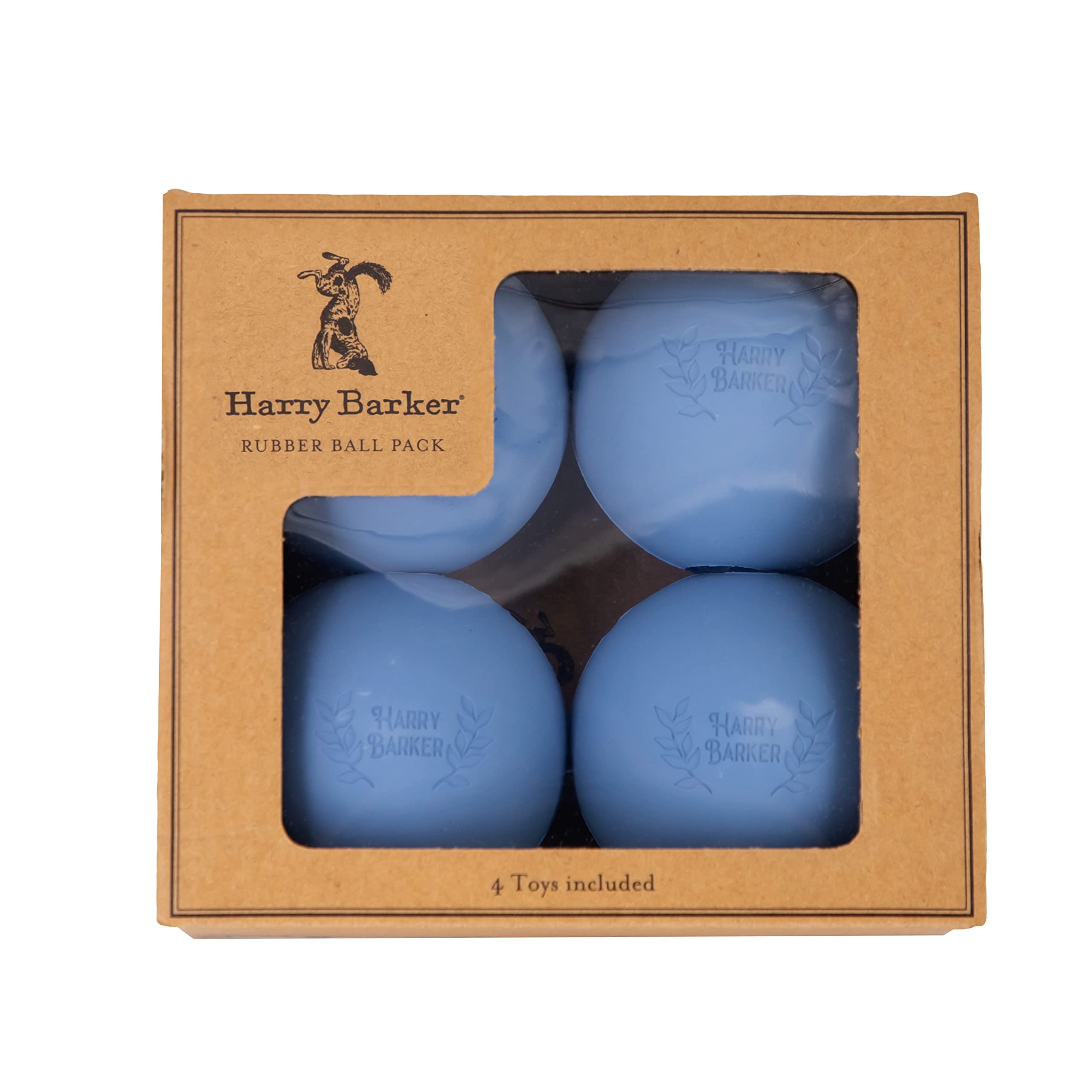 Harry Barker Rubber Balls And Rubber Chew Stick, Rubber Bone For Dogs - 3'' Rubber Balls - 4 Pack