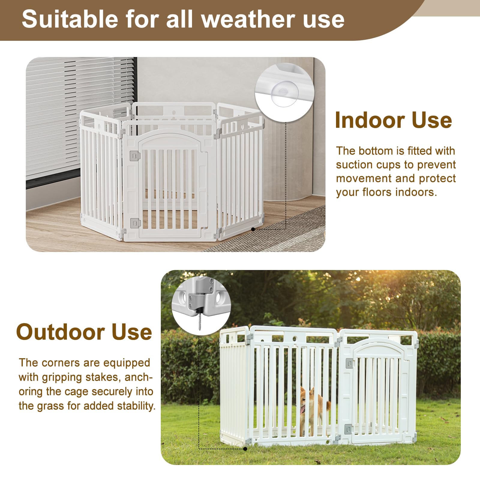 Pet Playpen With Door Dog Foldable Puppy Playpen For Puppies And Small Dogs 6-Panels Easy Assemble Easy Storing For Indoor And O