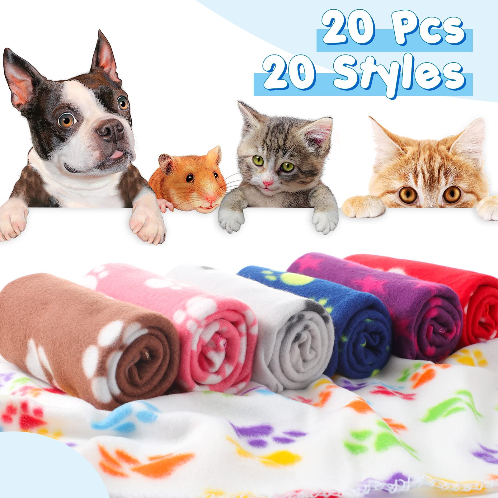 Eccliy 20 Pcs Puppy Blanket Pet Blanket Soft Fleece Dog Blankets Doggie Blanket Warm Felt Throw Blanket Sleep Mat Bed Covers Sma