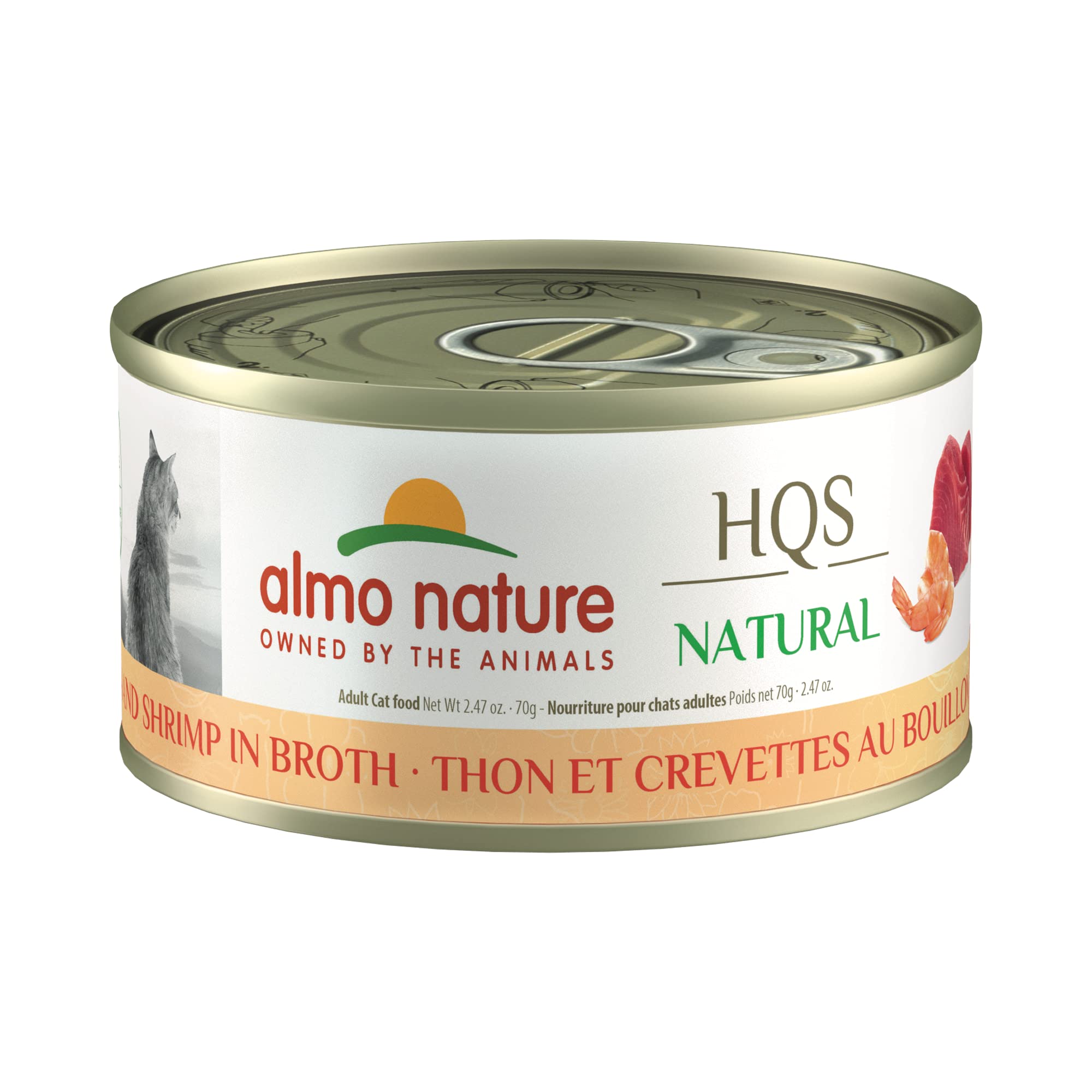 almo nature HQS Natural Wet Cat Food Tuna and Shrimp in Broth, Grain-Free, 2.47 oz (Pack of 24)