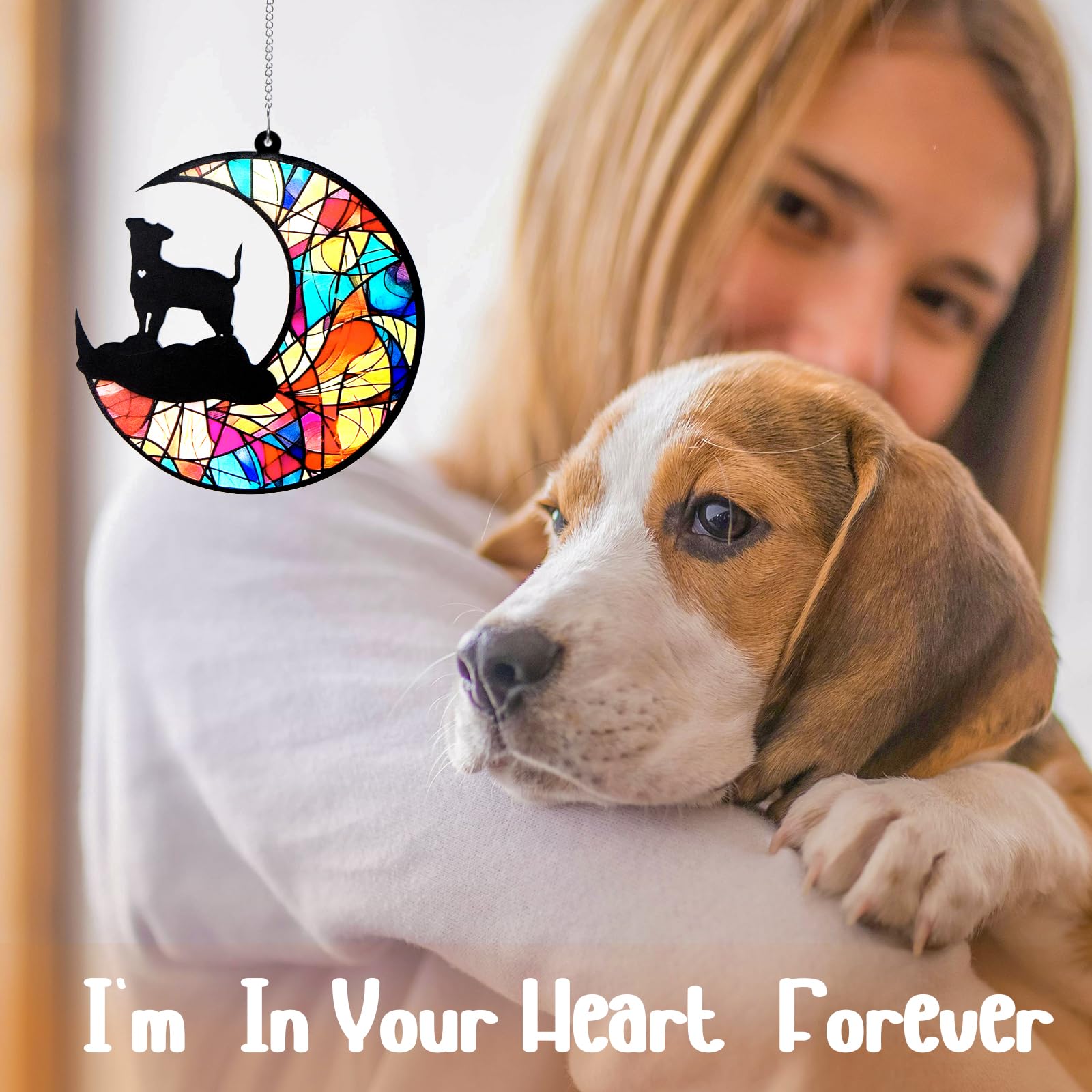 Deerzone Dog Memorial Suncatcher,Dog Memorial Gifts For Loss Of Dog,Loss Of Pet Sympathy Gift Dog Pass Away Gifts With Name Date