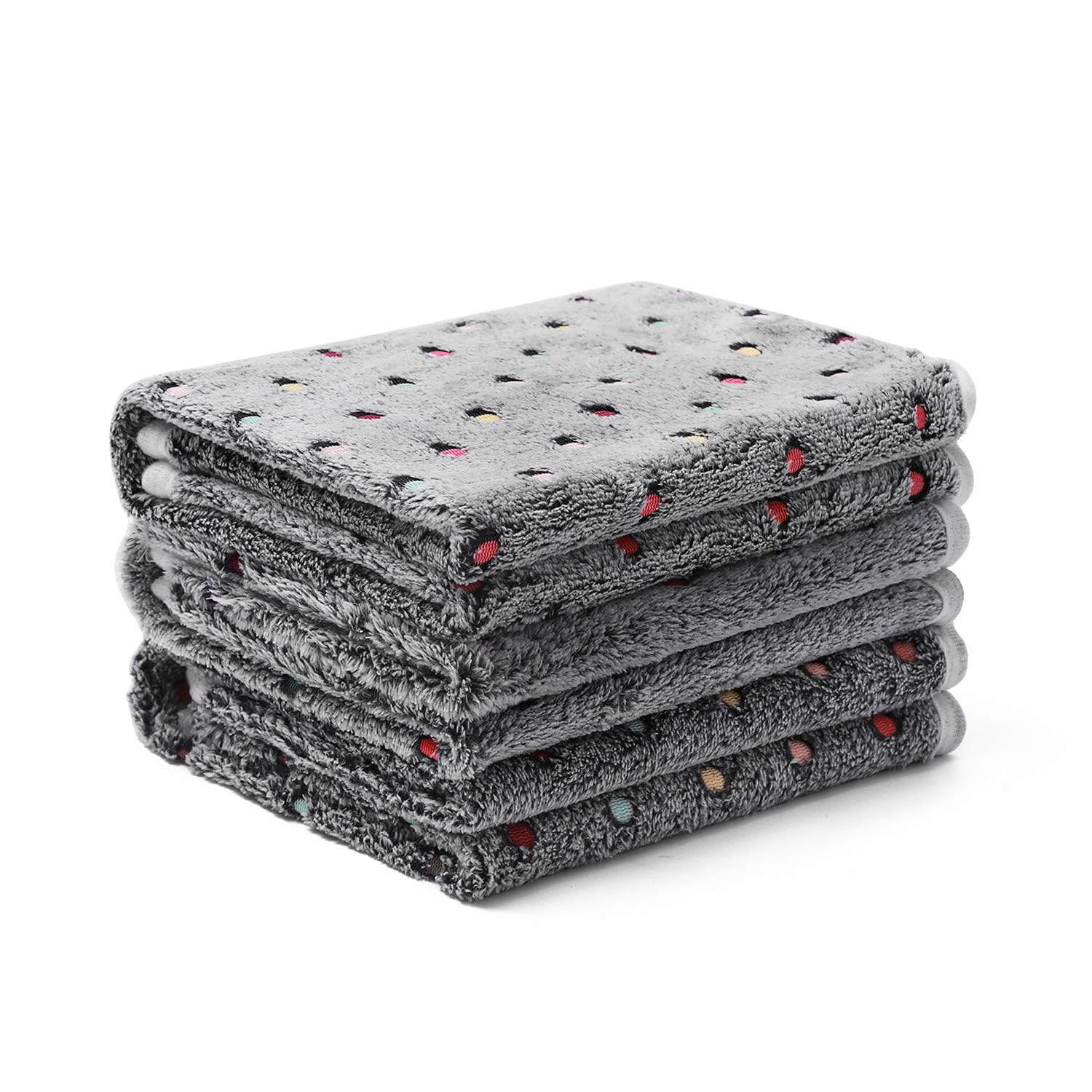 Luciphia 1 Pack 3 Blankets Super Soft Cute Dot Pattern Pet Blanket Flannel Throw For Dog Puppy Cat Small(23X16), Grey