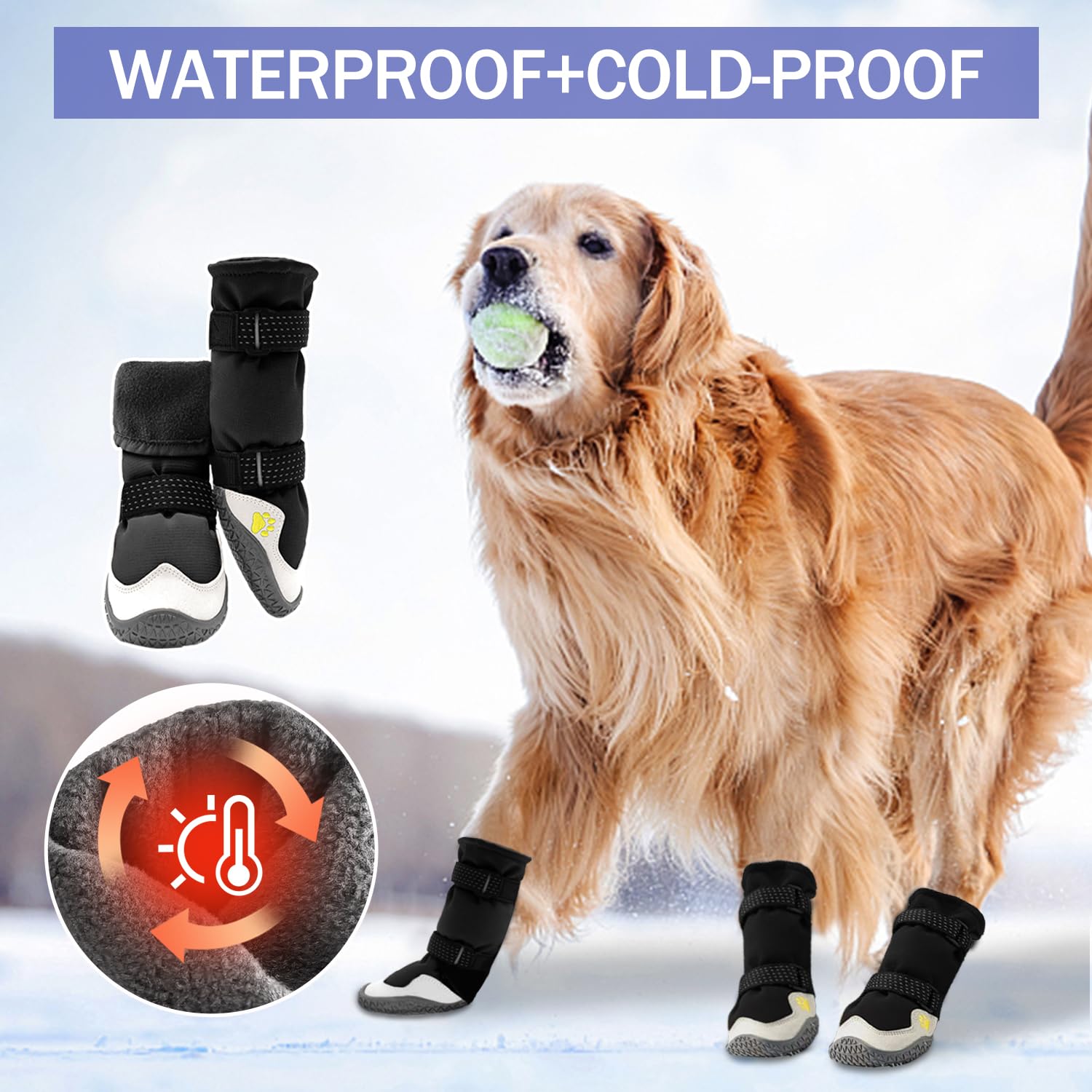 Moob Dog Shoes For Large Dogs, Dog Boots & Paw Protectors, Dog Shoes For Large Dogs, 4Pcs Medium Dog Booties With Rugged Anti-Sl