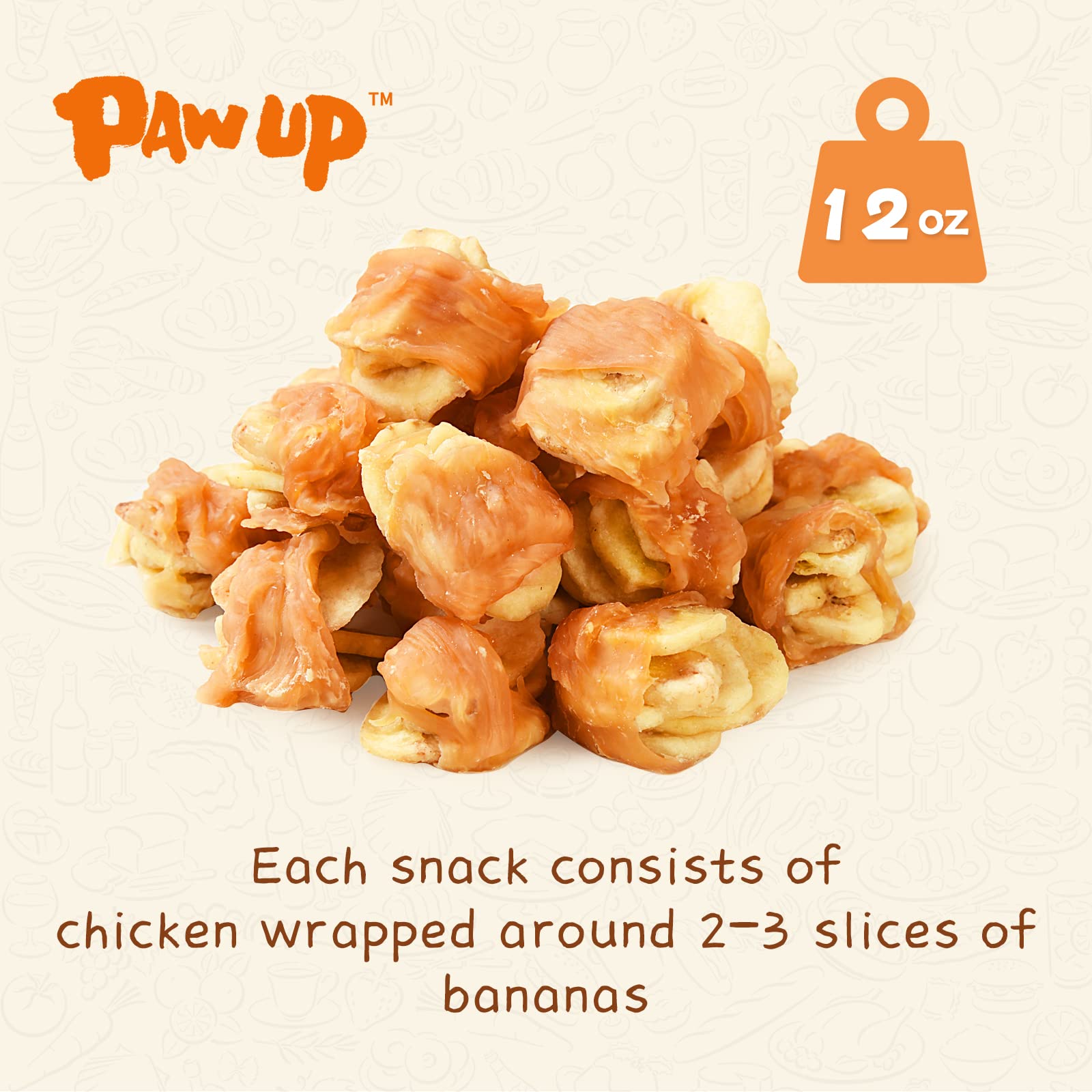 PAWUP Dog Treats Chicken Wrapped Banana Slices, Rawhide & Gluten Free, 12.5 oz Chewy Training Treats for Small to Large Dogs