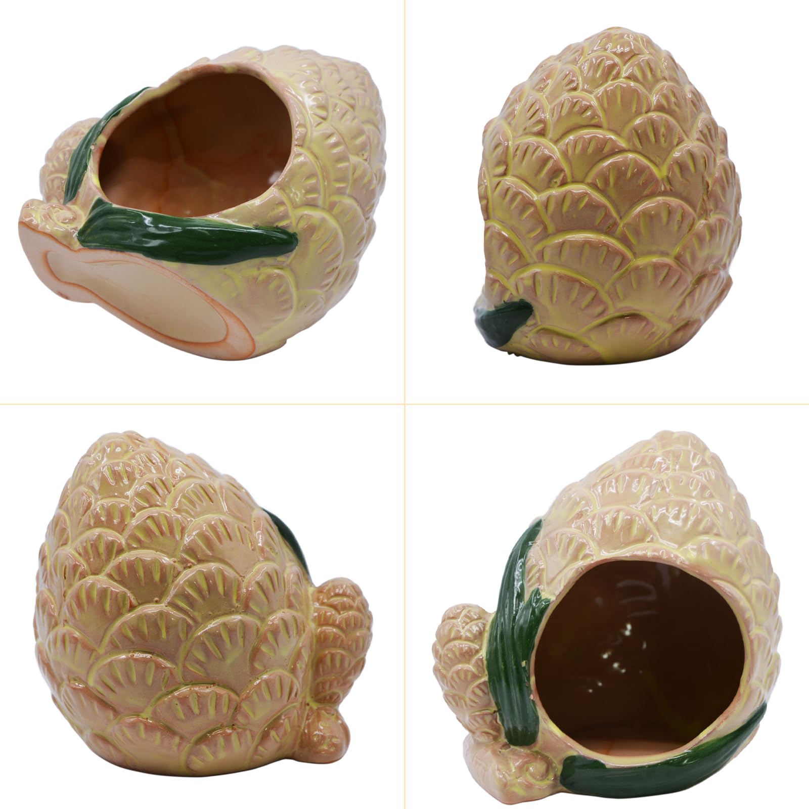 AnRui Ceramic Pinecone Aquarium Decor Hideaway Cute Mini House Betta Fish Tank Accessories Decoration Hideout Cave Ornament for