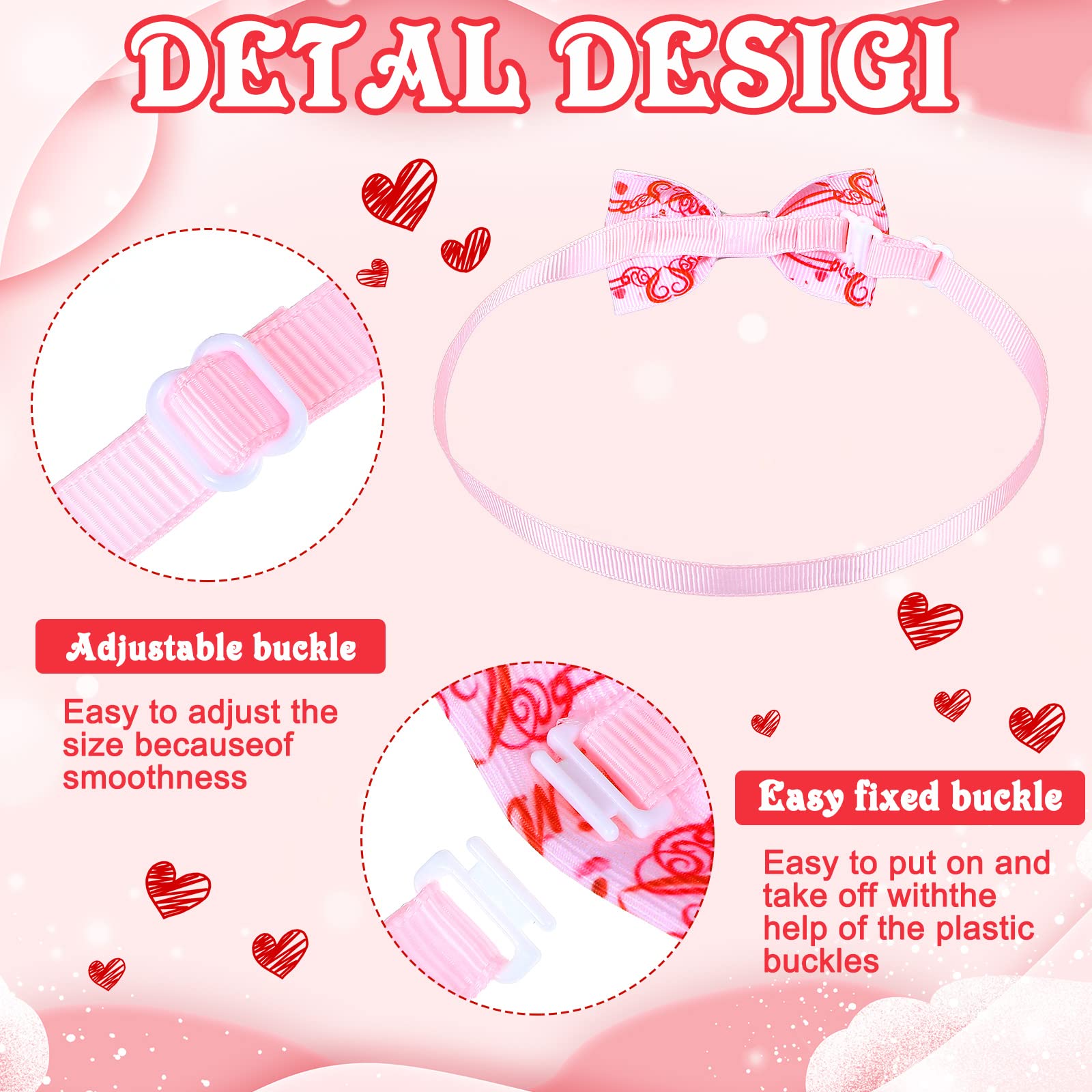 Eccliy 120 Pieces Valentine'S Day Dog Bow Tie Collar Set Adjustable Dog Neckties Valentines Pet Hair Accessories For Small Cute Cat Basic Bow Tie Decoration For Holiday Party Decor Supply