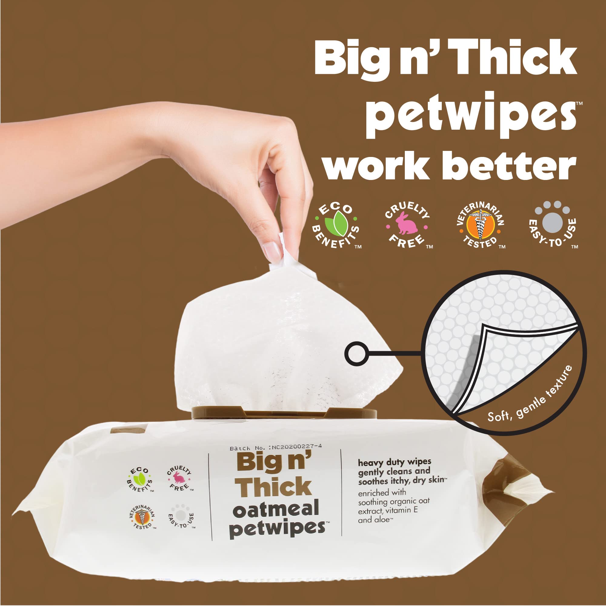 Petkin Pet Wipes for Dogs and Cats, 100 Wipes (Large) - Oatmeal Pet Wipes for Dogs and Cats - Soothes Itchy Dry Skin and Cleans