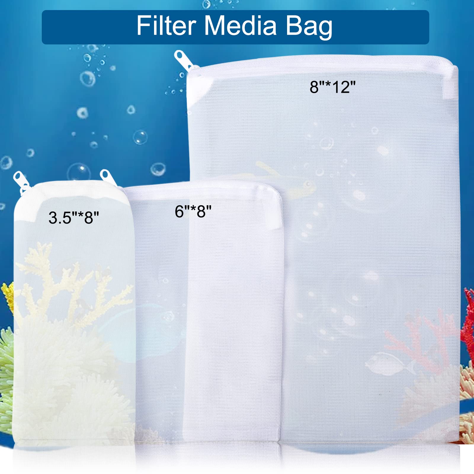 Segarty Filter Bag, 10 Pack 0.5Mm Fine Mesh 7.7 X 3 Inch Reusable White Nylon Aquarium Media Net Bags With Plastic Zipper For Ce