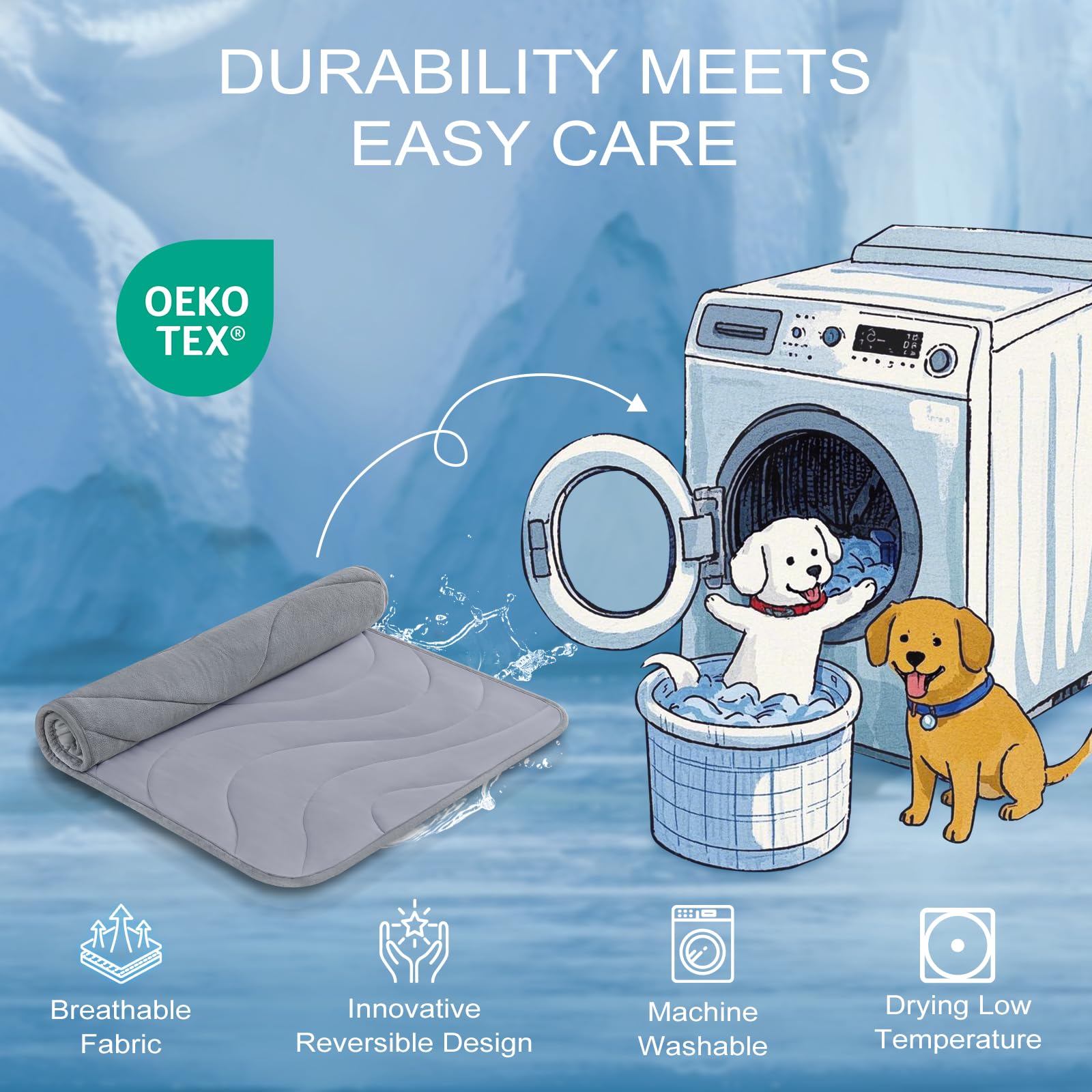 Cozyide Dog Cooling Mat, Medium Cooling Mat For Dogs, Reversible Pad For Dog, 36'' L X 23'' W, Dark Grey