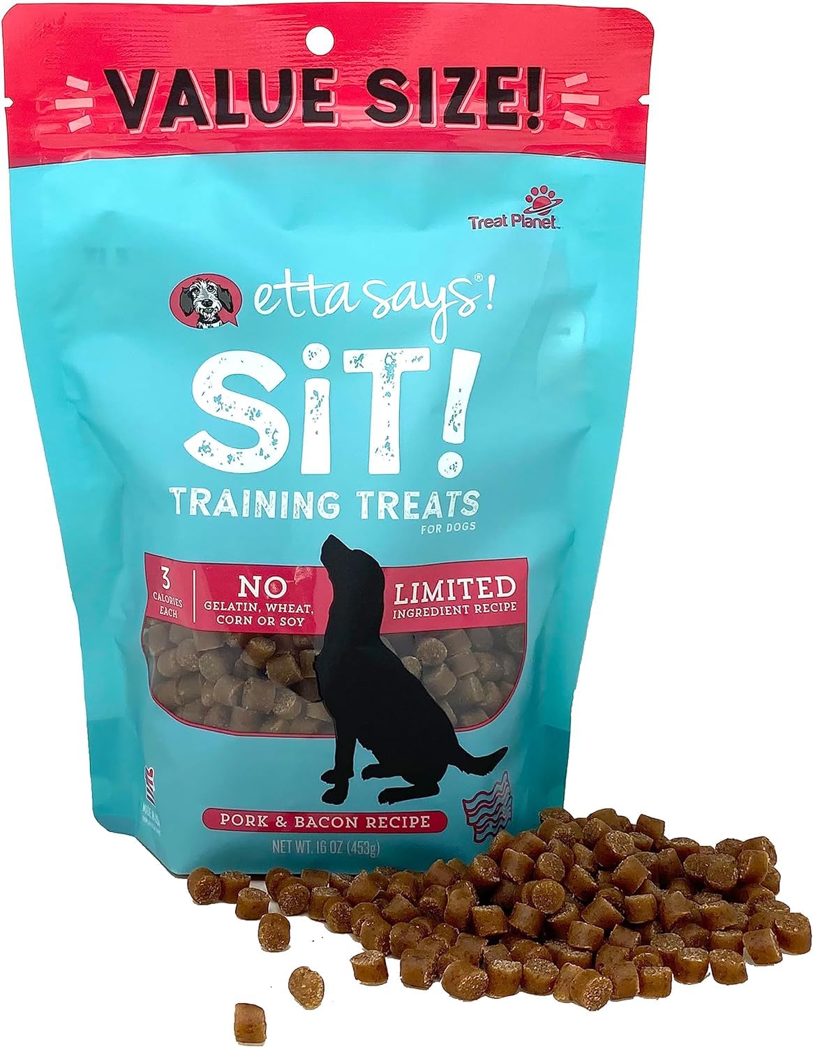 ETTA SAYS! Sit Bacon Training Treats for Dogs 16 Ounce Soft Dog Treats - Made in The USA Dog Treats, Limited Ingredients, Low Ca