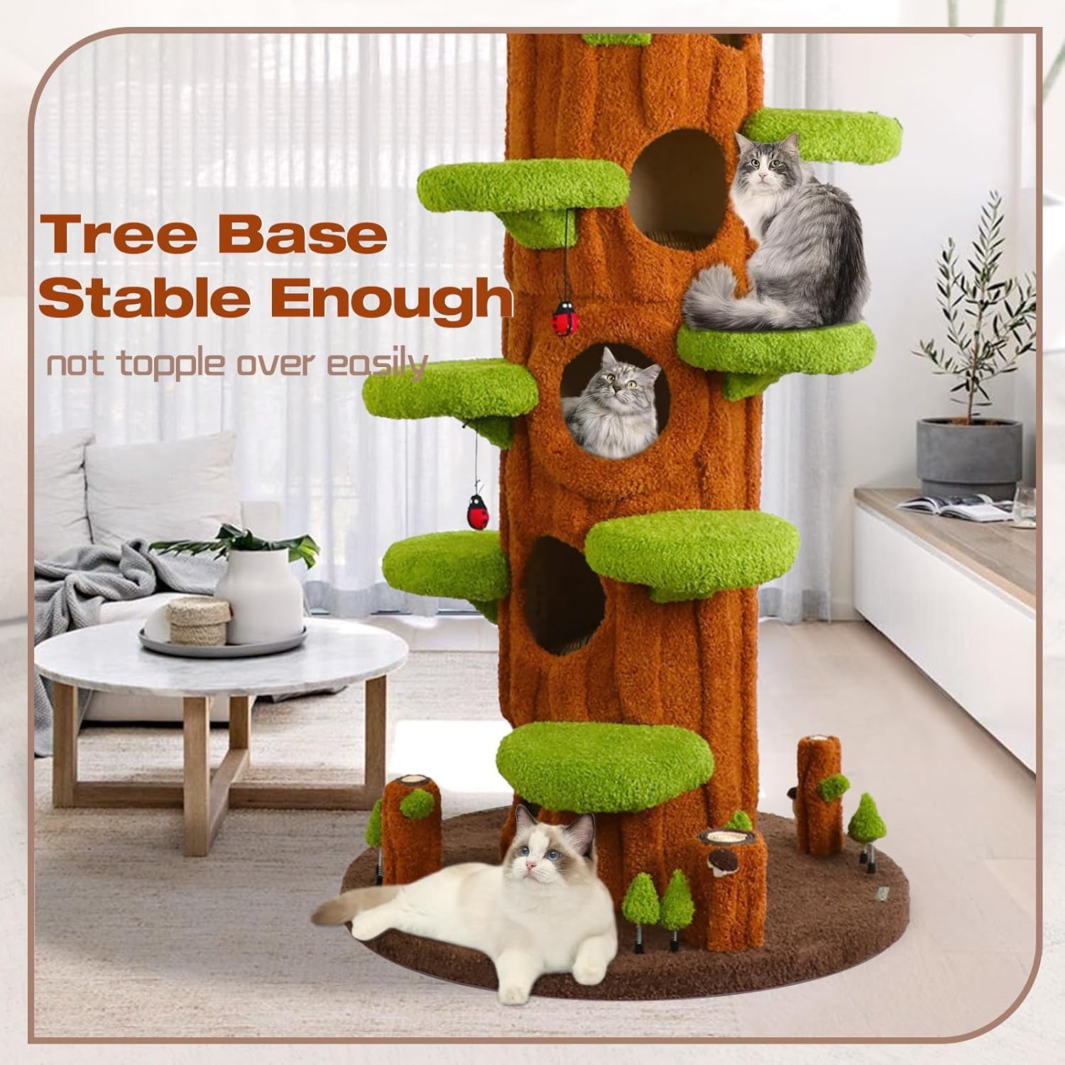Forest Large Cat Tree,90.55'' Luxury Cat Condo For Multipul Cats,Modern Cat Tower With Scratching Post,Removable Mats For Indoor