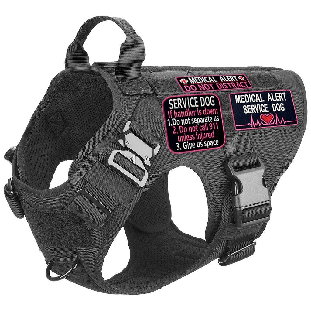 Service Dog Medical Not All Disabilities Are Visible Alert Vest/Harnesses Morale Tactical Patch Embroidered Badge Fastener Hook & Loop Emblem, 6 Pcs, Pink