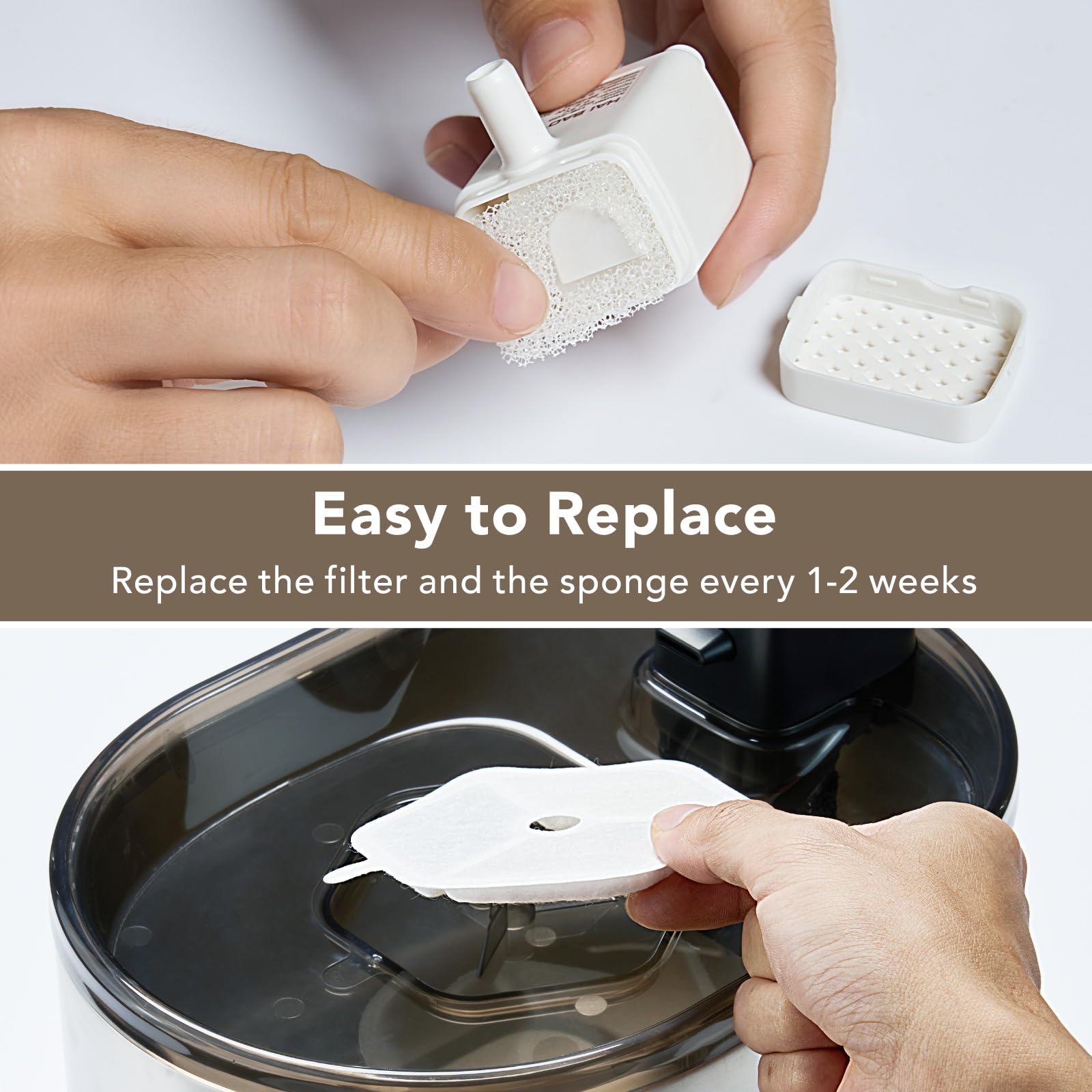 Smartoo Cat Water Fountain Replacement Filters & Sponges - 9 Packs, Activated Carbon, White, Model PSWFS001S-02