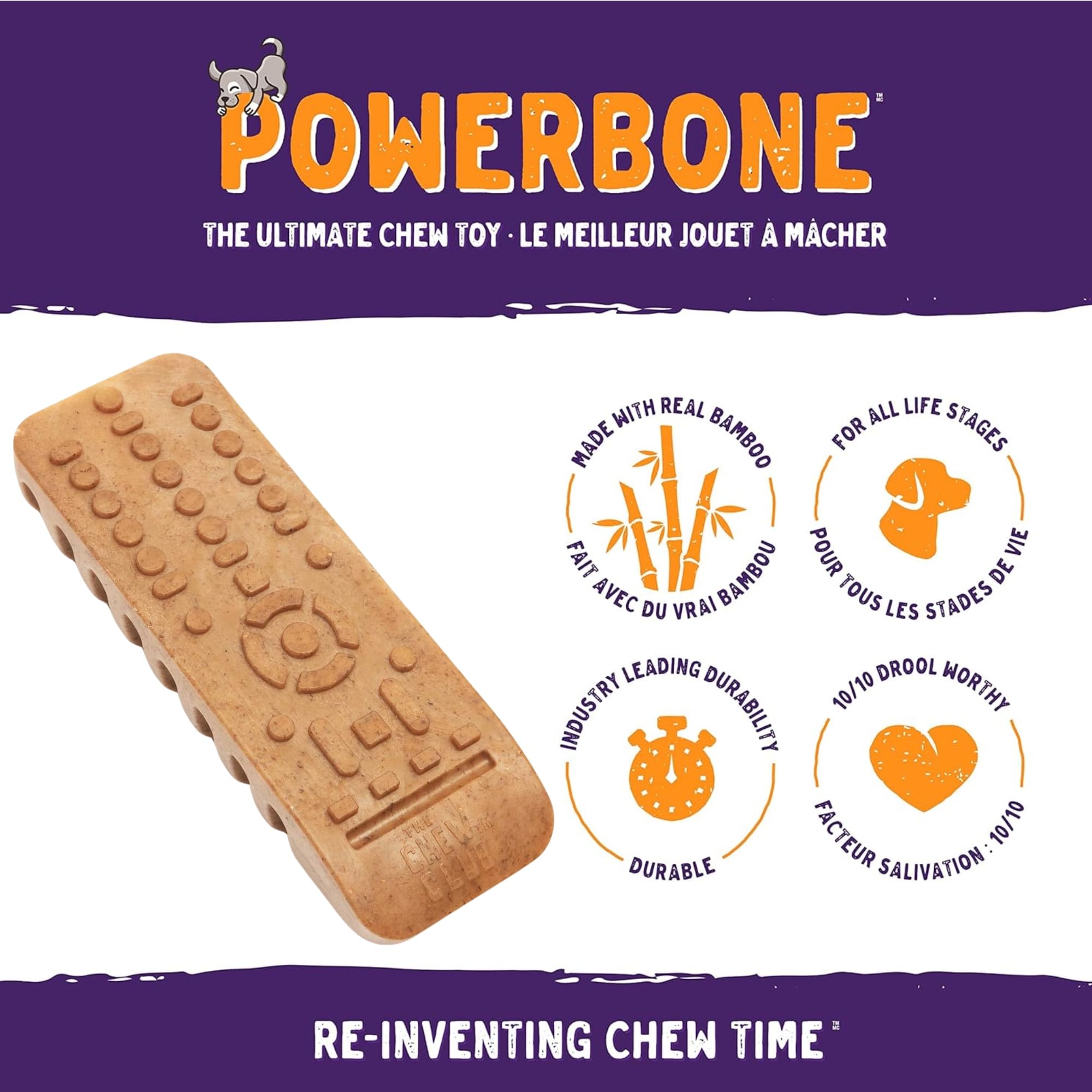 The Chew Club Powerbone TV Remote 7 Chew Toys for Dogs
