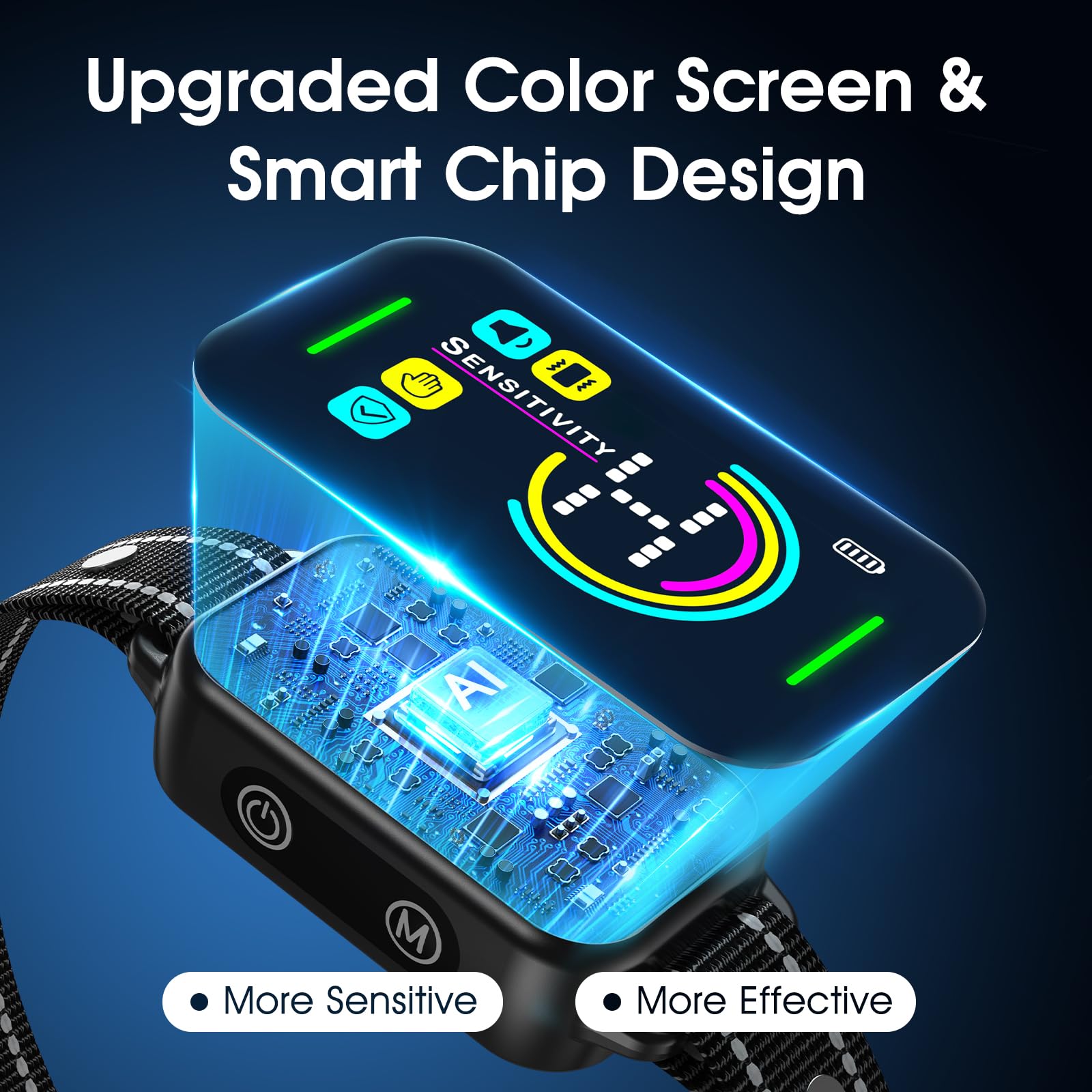 Dinjoo Bark Collar, Dog Bark Collar For Large Medium Small Dogs,Smart Bark Collar,Rechargeable Anti Barking Training Collar With 8 Adjustable Sensitivity,Bark Shock Collar With Beep (Dark Black)