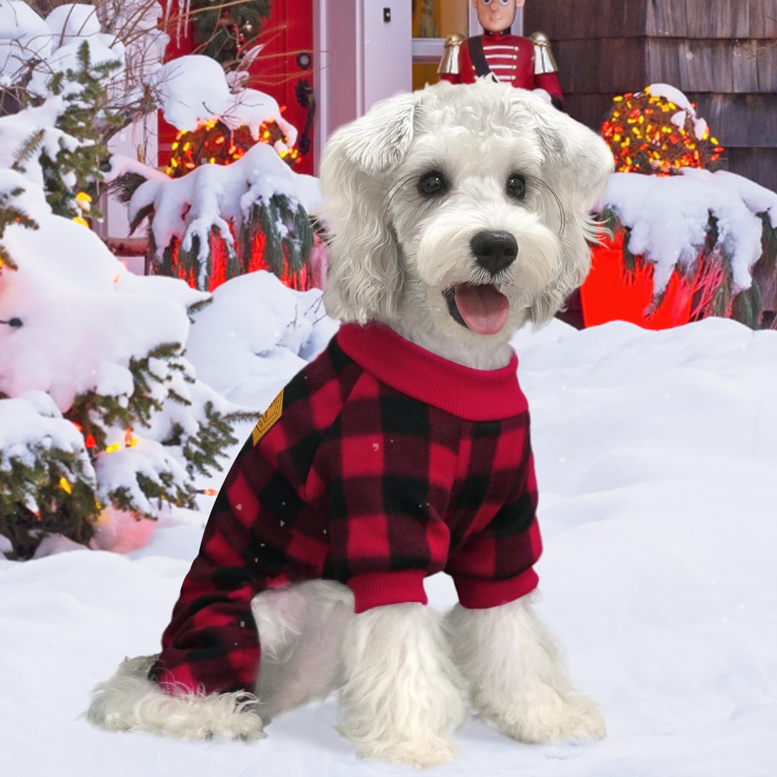 XPUDAC Dog Christmas Pajamas Plaid Dog Clothes for Small Medium Dogs Girl Boy Fleece Dog Sweater for Winter Christmas(Medium)