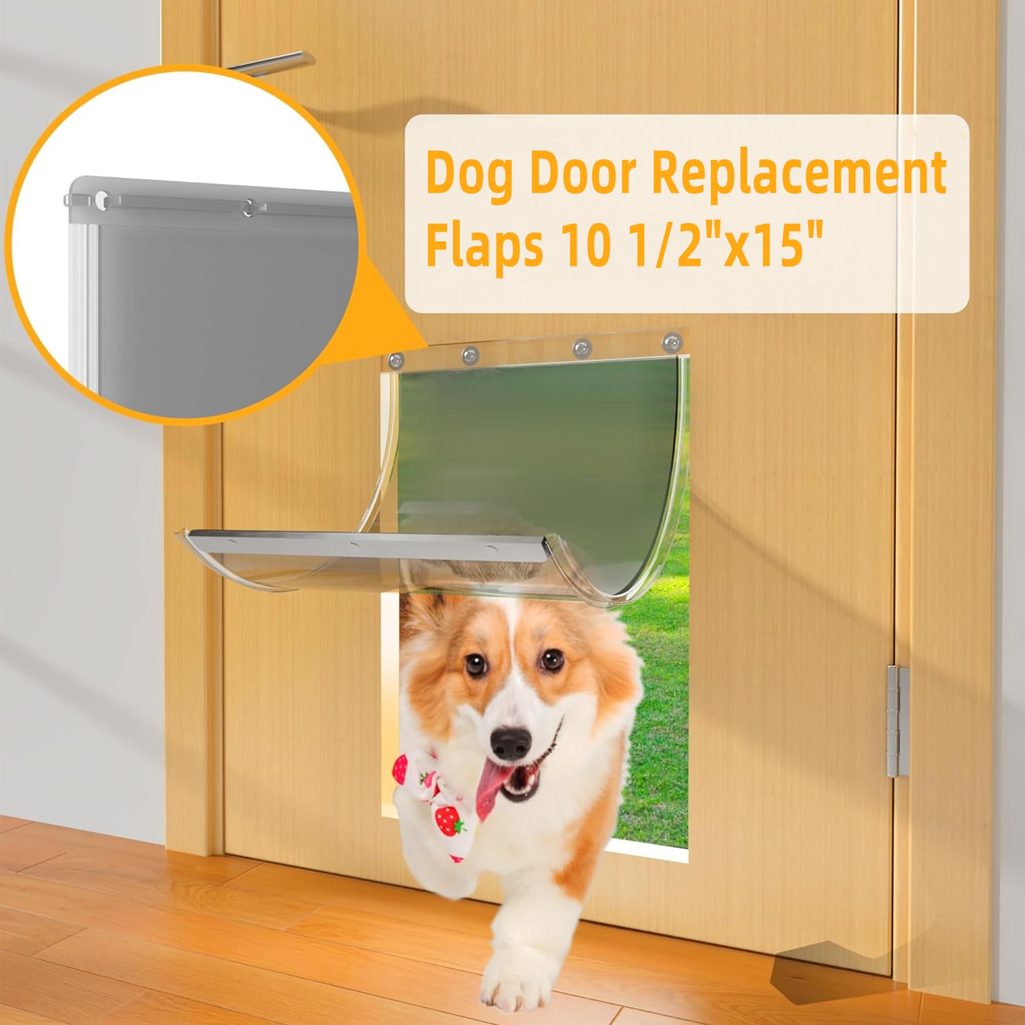 Dog Door Replacement Flaps 10 1/2''x15'', Extra Large Doggie Door Replacement Flaps- Transparent Mode,Pet Door Replacement Flap