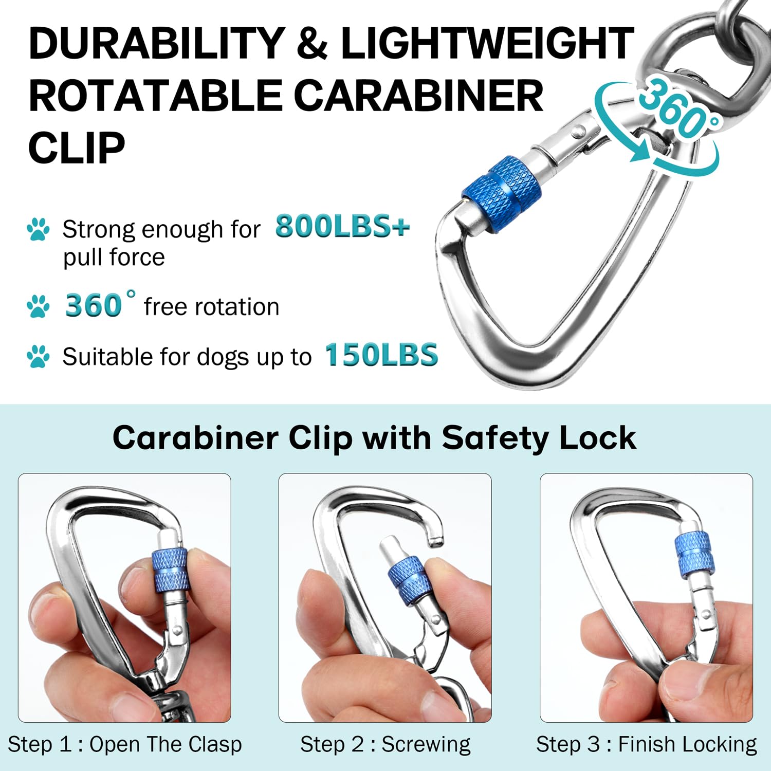 Heavy Duty Dog Chain For Yard-10Ft Metal Dog Chain Leash Chew Proof,Long Dog Lead For Outside With Strong Swivel Hook,Outdoor Do