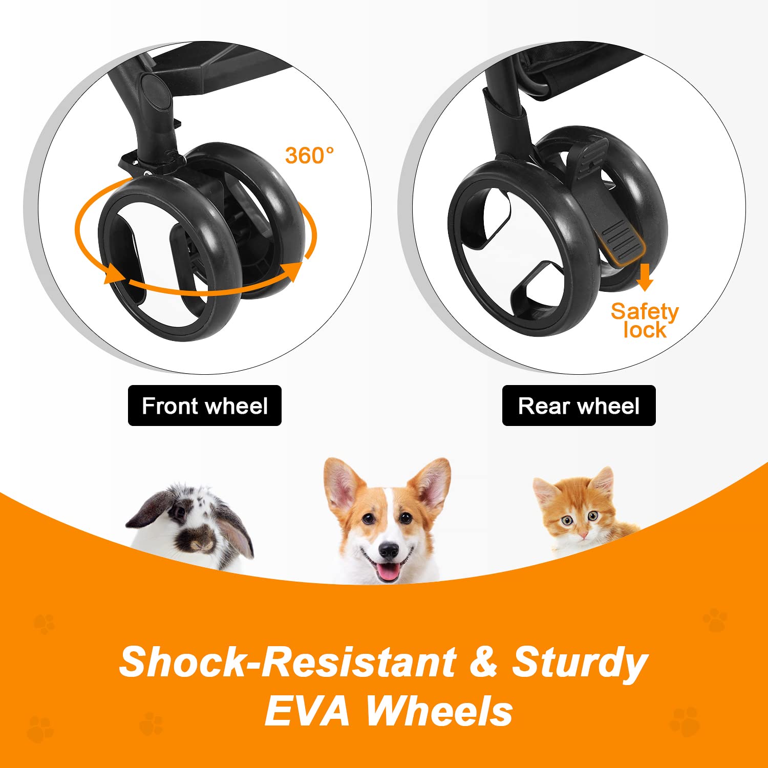 BestPet Pet Dog Stroller with Premium 3-in-1 Multifunction & Detachable Carrier for Folding Lightweight Cat Travel Stroller,Blac