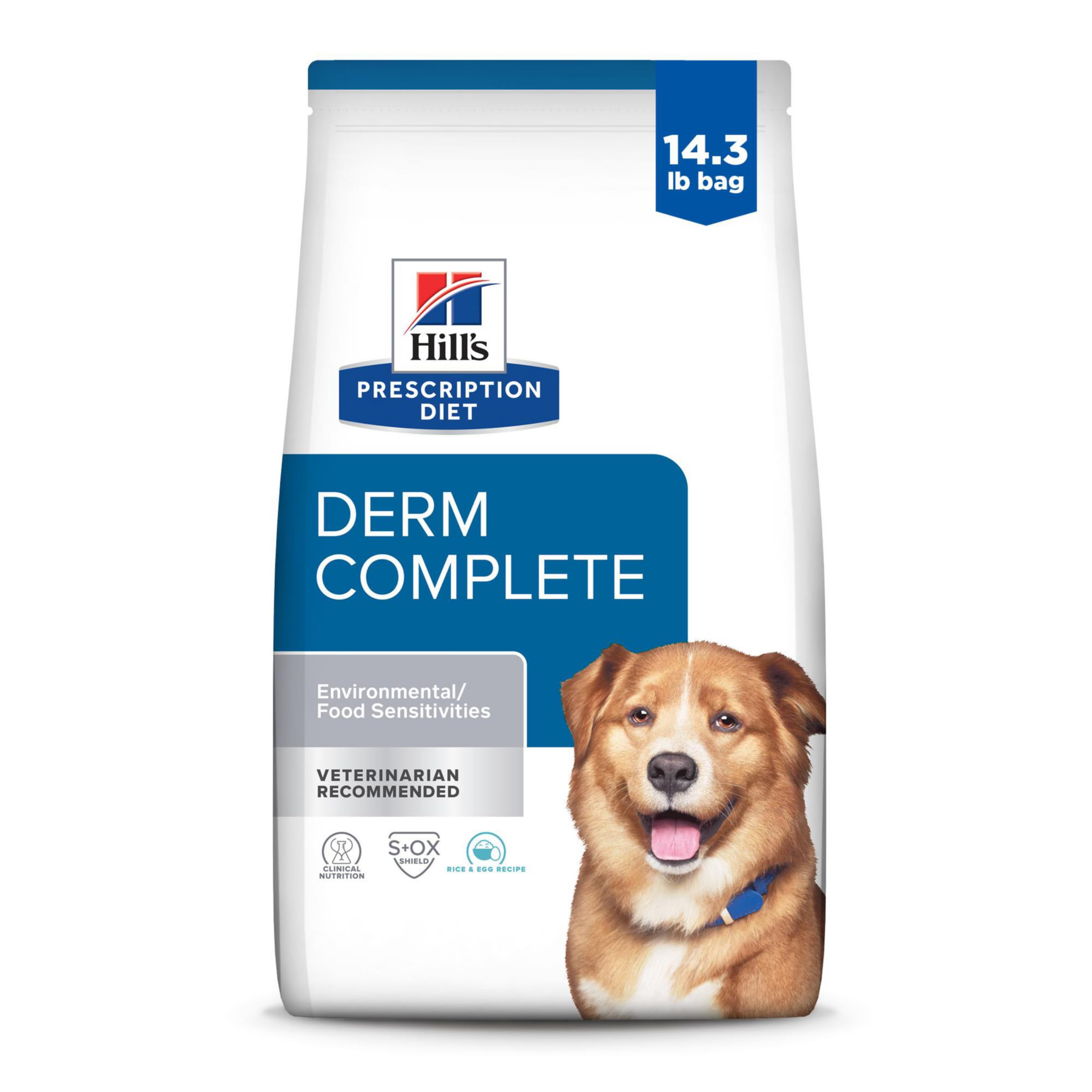 Hills Prescription Diet Derm Complete Skin & Food Sensitivities Dry Dog Food, Veterinary Diet, 14.3 lb. Bag