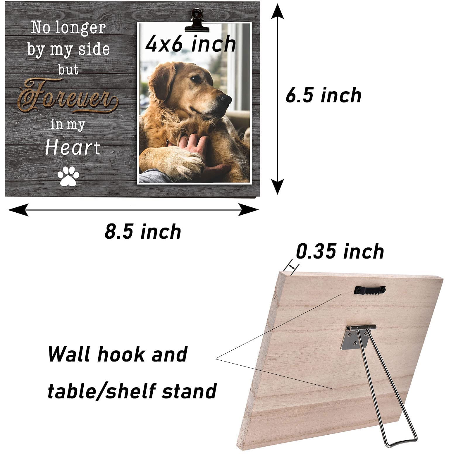 Kingnow Dog Memorial Picture Frame Pet Memorial Gifts Pet Loss 4X6 Photo Frame