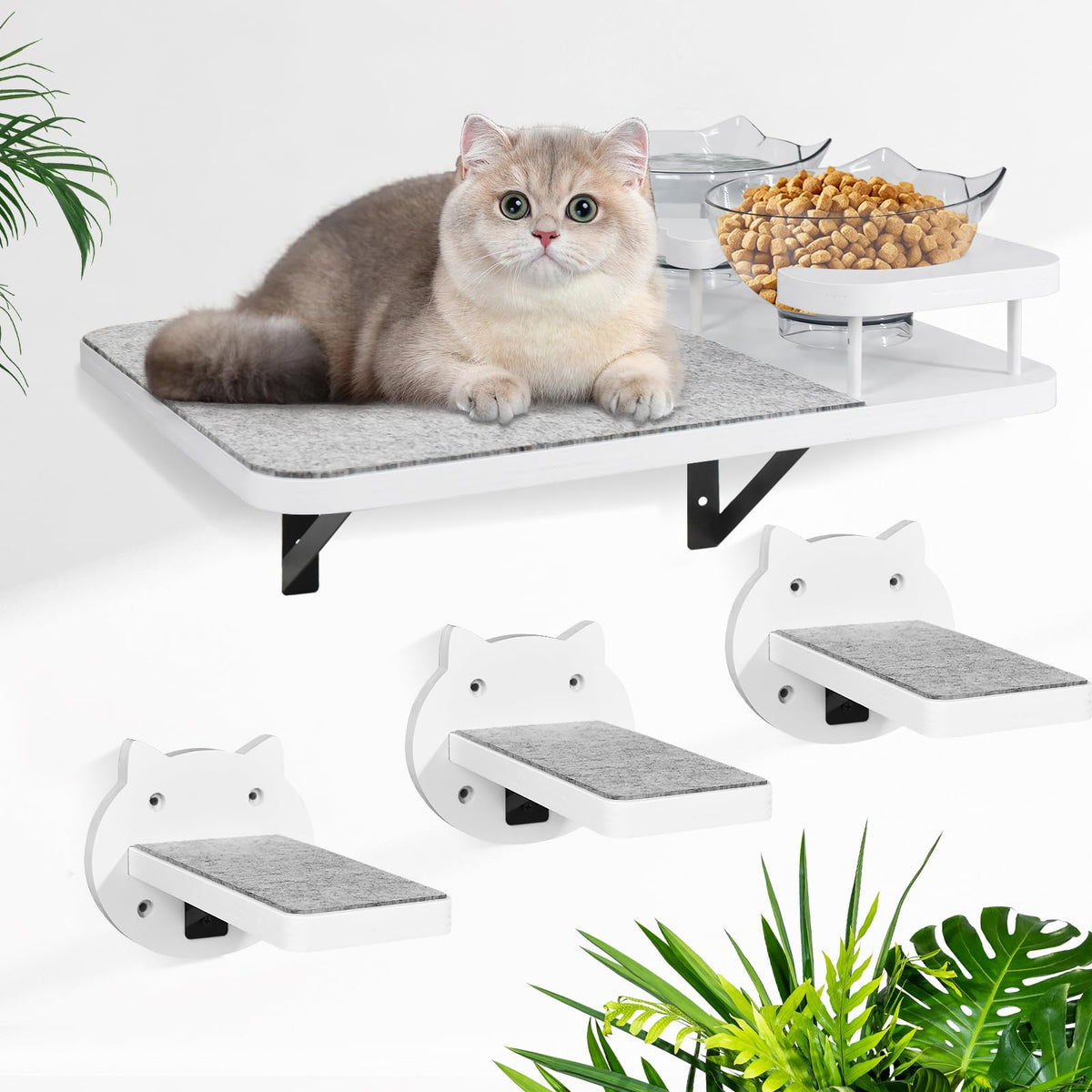 Y&Me Ym Cat Wall Shelves, Cat Shelves And Perches For Wall, Cat Shelves Wall Mount, Cat Wall Furniture With 3 Cat Wall Steps, Ca