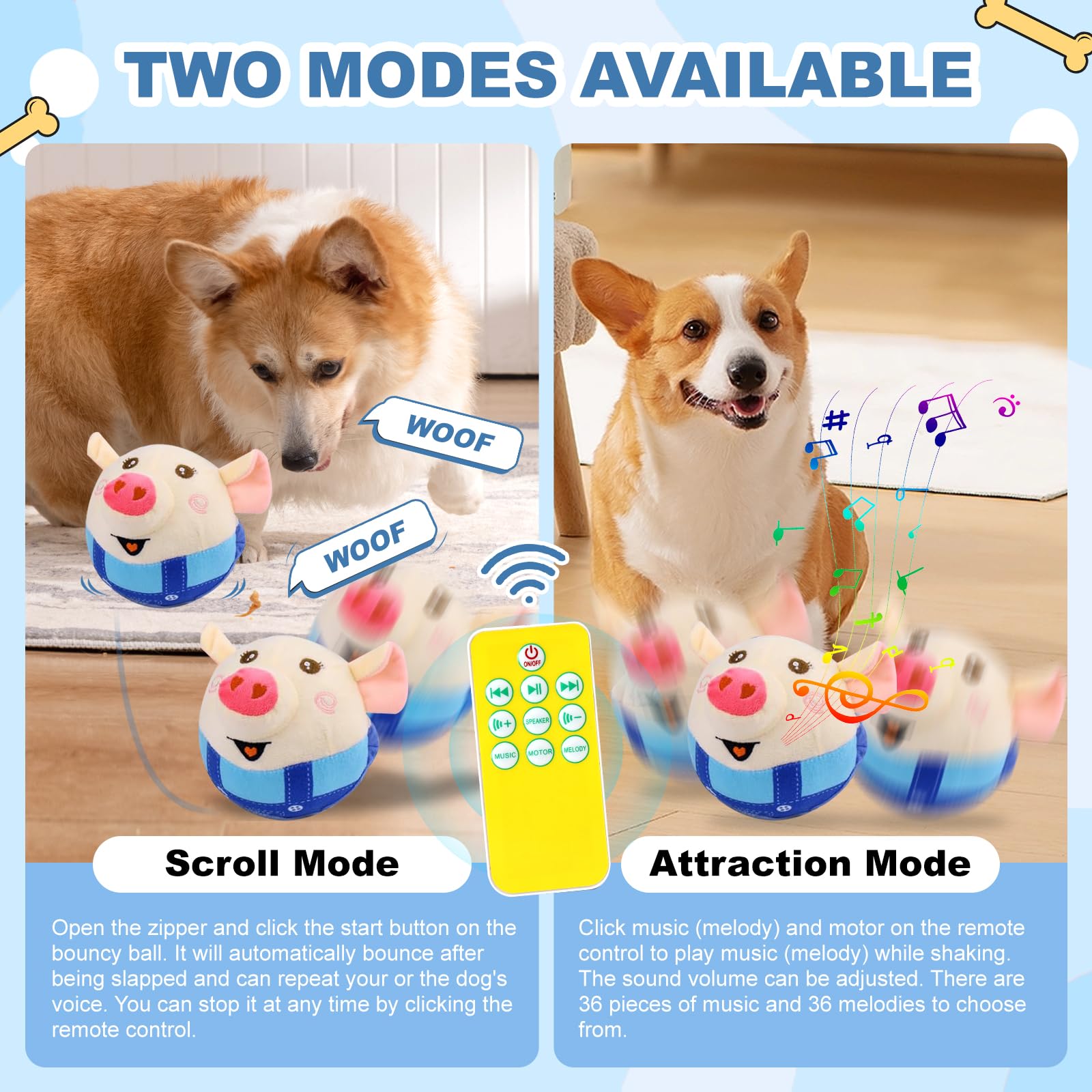 Interactive Dog Toys, Remote Control Dog Toy, Rechargeable Automatic Moving Toy Ball, Moving Toys For Large Dogs, Talking Squeak
