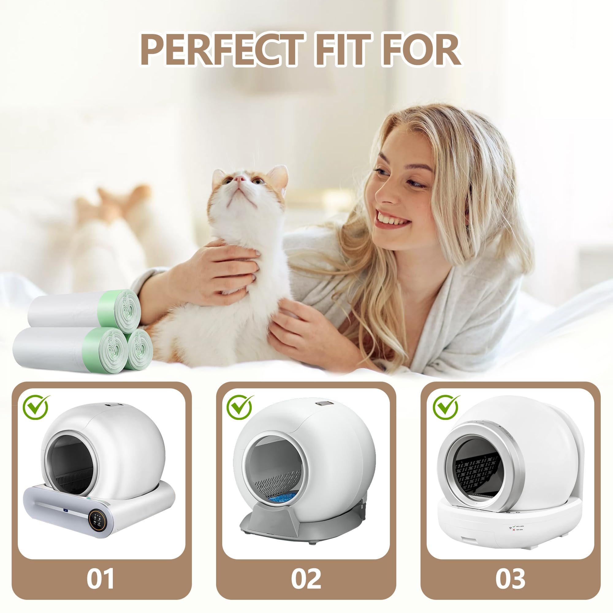 60 Count Self Cleaning Litter Box Bags, Pet Waste Bags Liners With Drawstring Heavy Duty For Automatic Cat Litter Box -19'' X 18