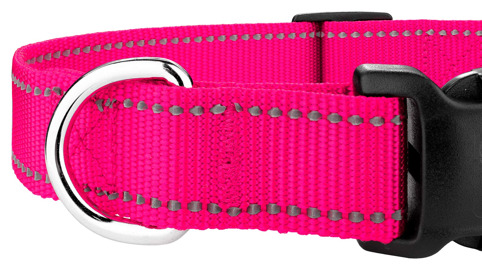 Country Brook Petz - Deluxe Hot Pink Reflective Nylon Dog Collar - Large