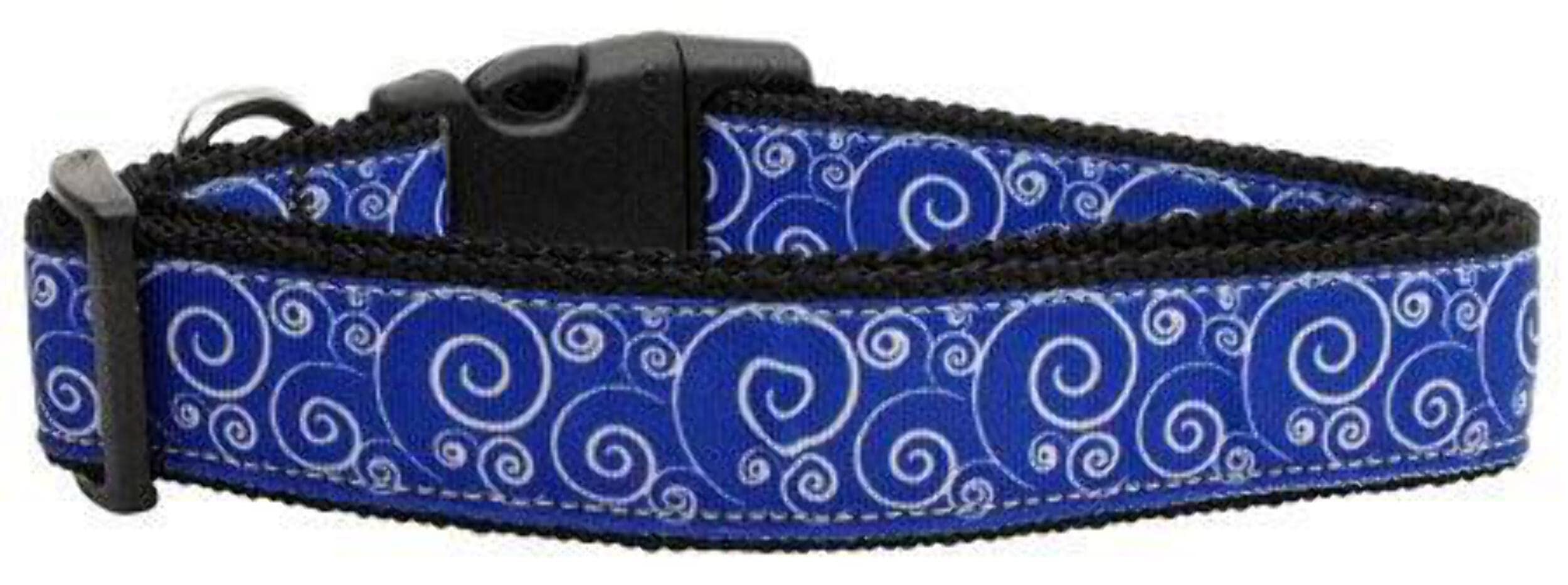 Pet Dog & Cat Nylon Collar or Leash, &quot;Blue and White Swirly&quot; LG Collar