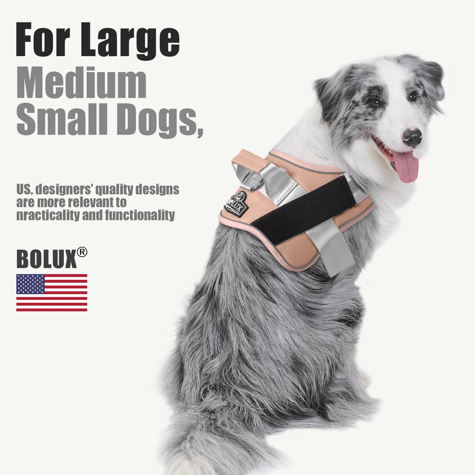Bolux Dog Harness, No-Pull Reflective Dog Vest, Breathable Adjustable Pet Harness With Handle For Outdoor Walking - No More Pulling, Tugging Or Choking