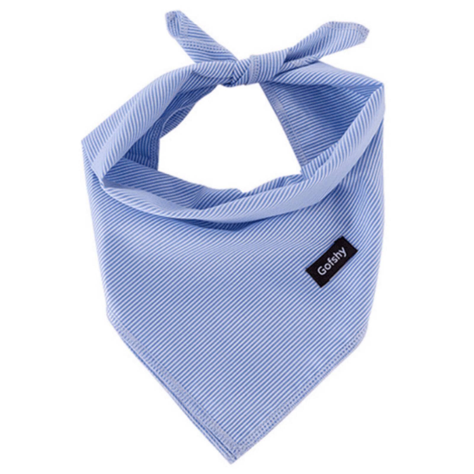 Gofshy Boy Dog Bandanas Blue Stripes Printing Adjustable Dog Breed Bib Cute Cotton Scarf Handkerchief for XLarge&Large Dogs