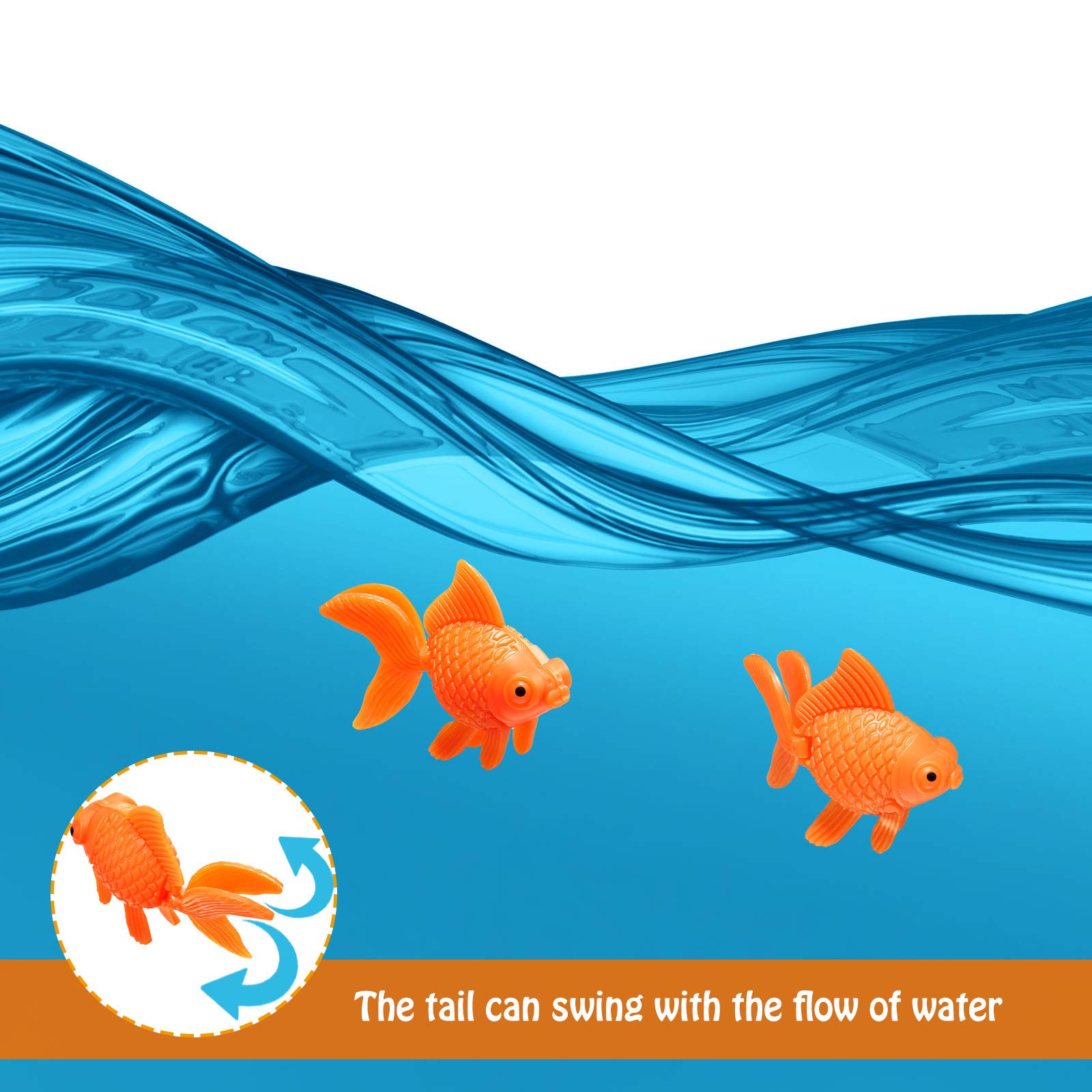 Sumind 30 Pieces Fake Goldfish Plastic Floating Artificial Aquarium Fish Realistic Moving Orange Goldfish Fish Ornament Decorations For Aquarium Fish Tank