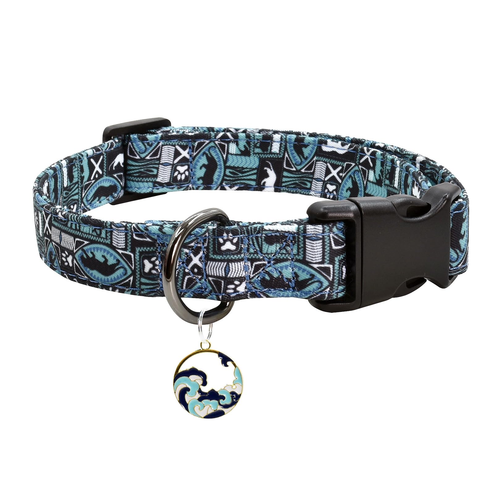 Leopard Patterns Dog Collar With Pendant, Durable And Soft Cotton Dog Collars For Small Large Female And Male Dogs Pets (Leopard