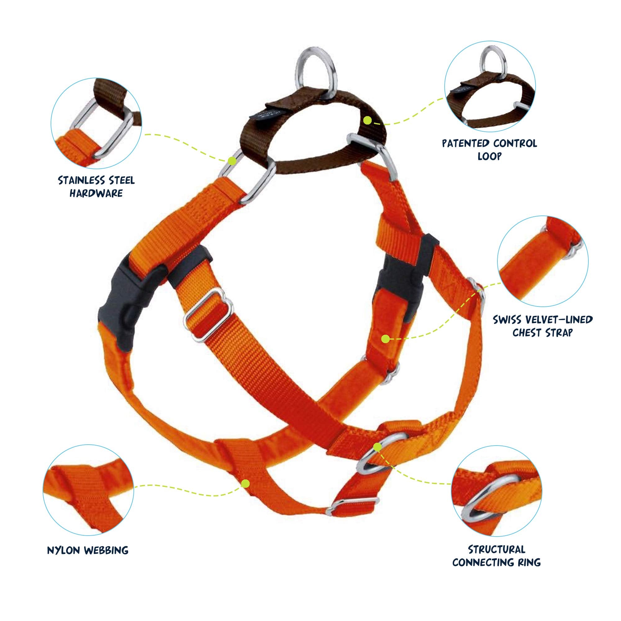 2 Hounds Design Freedom No Pull Dog Harness, Adjustable Harness, Easy Walking & Comfortable Control, Fits Small, Medium & Large