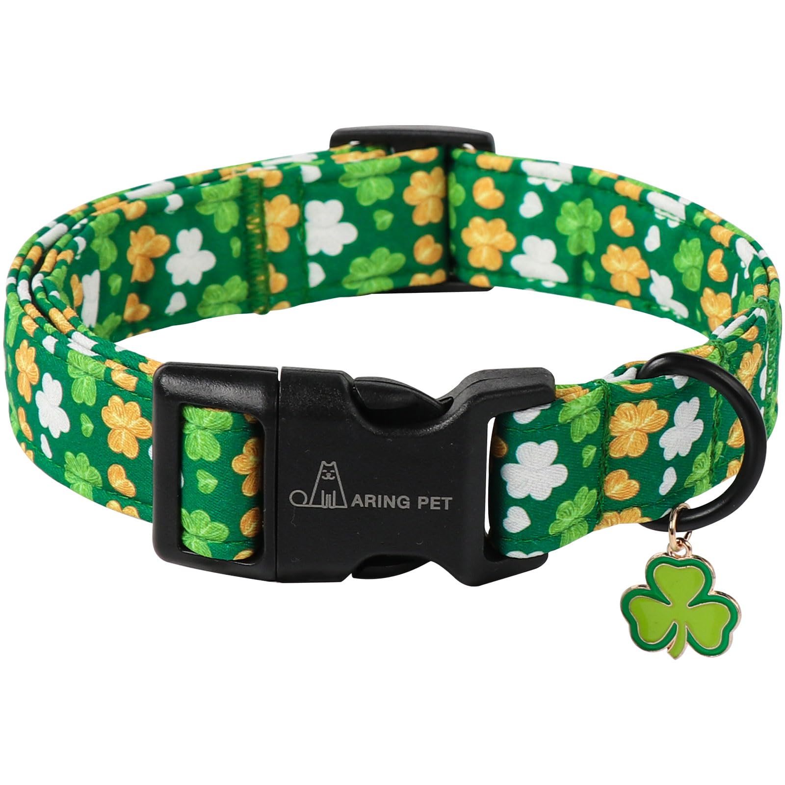 Aring Pet St Patrick'S Day Dog Collar-Cute Green Clovers Dog Collars, Adjustable Shamrock Pet Collars Trefoil Puppy Collar Gifts