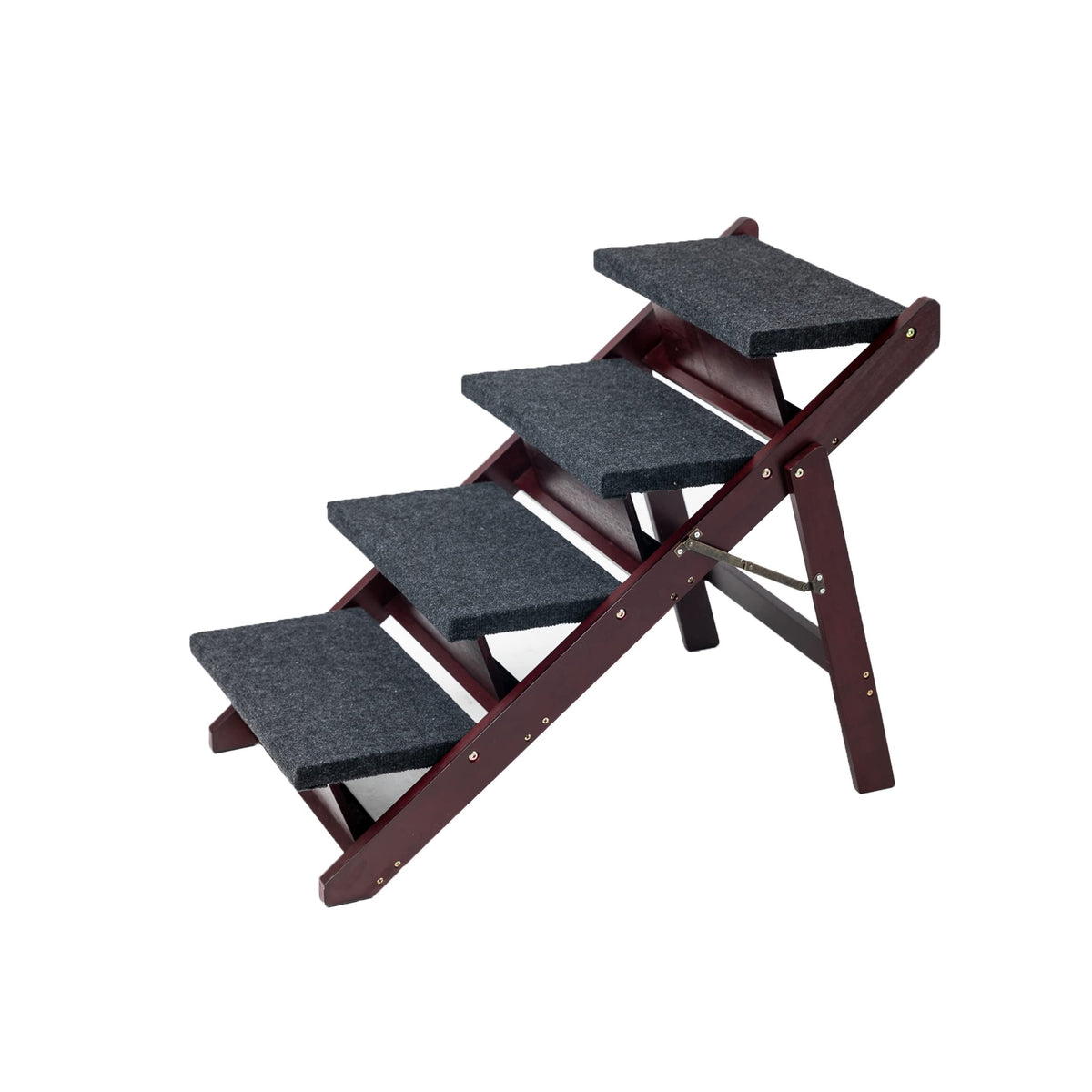 Mewang Wooden Pet Stairs/Pet Steps - 2-In-1 Foldable Stairs & Ramp For Beds And Cars - Portable Dog/Cat Ladder Up To 110 Pounds 