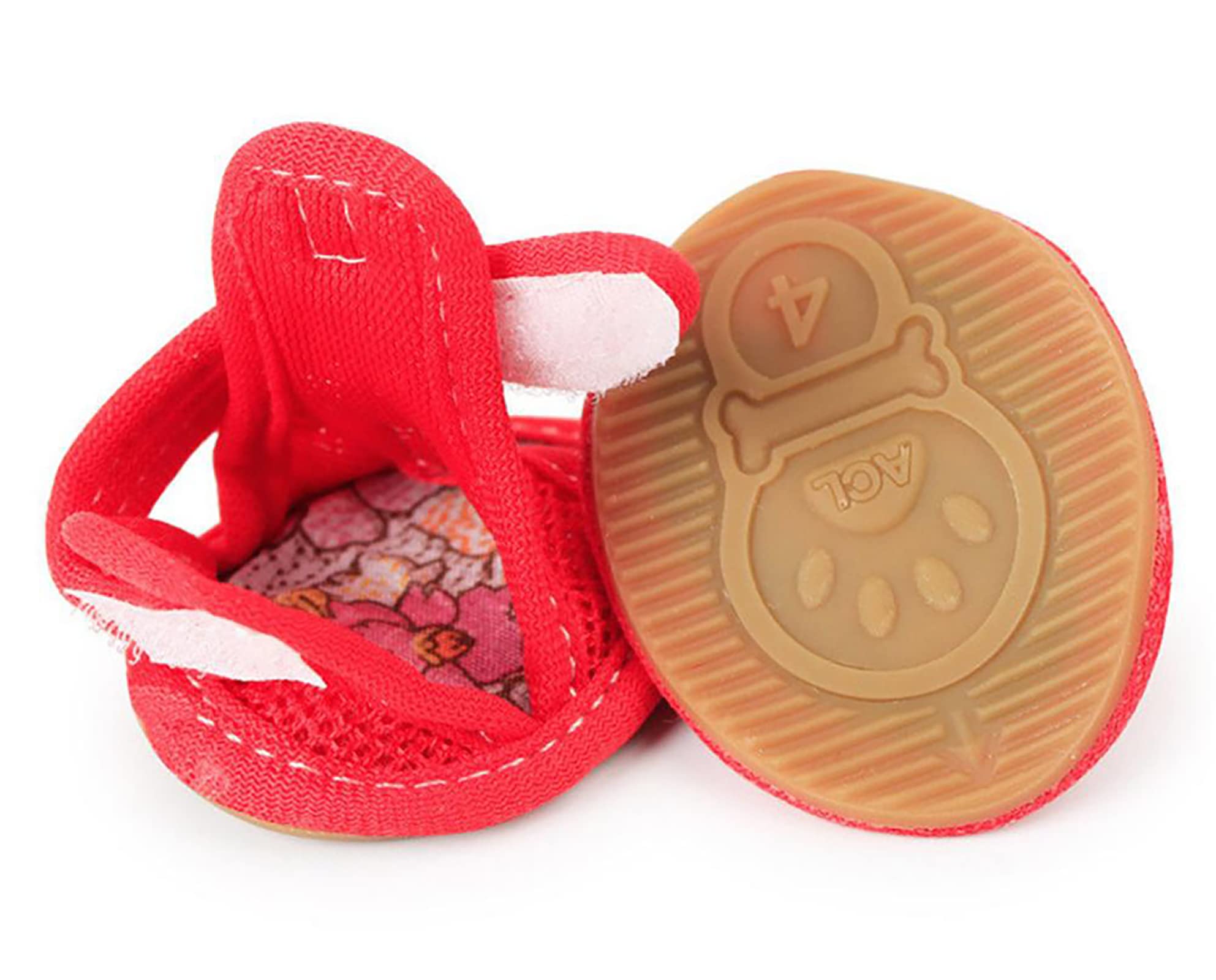 Breathable Mesh Dog Sandals For Summer, Puppy Paw Protectors, Outdoor Pet Sandals For Small Dogs Red Size 2