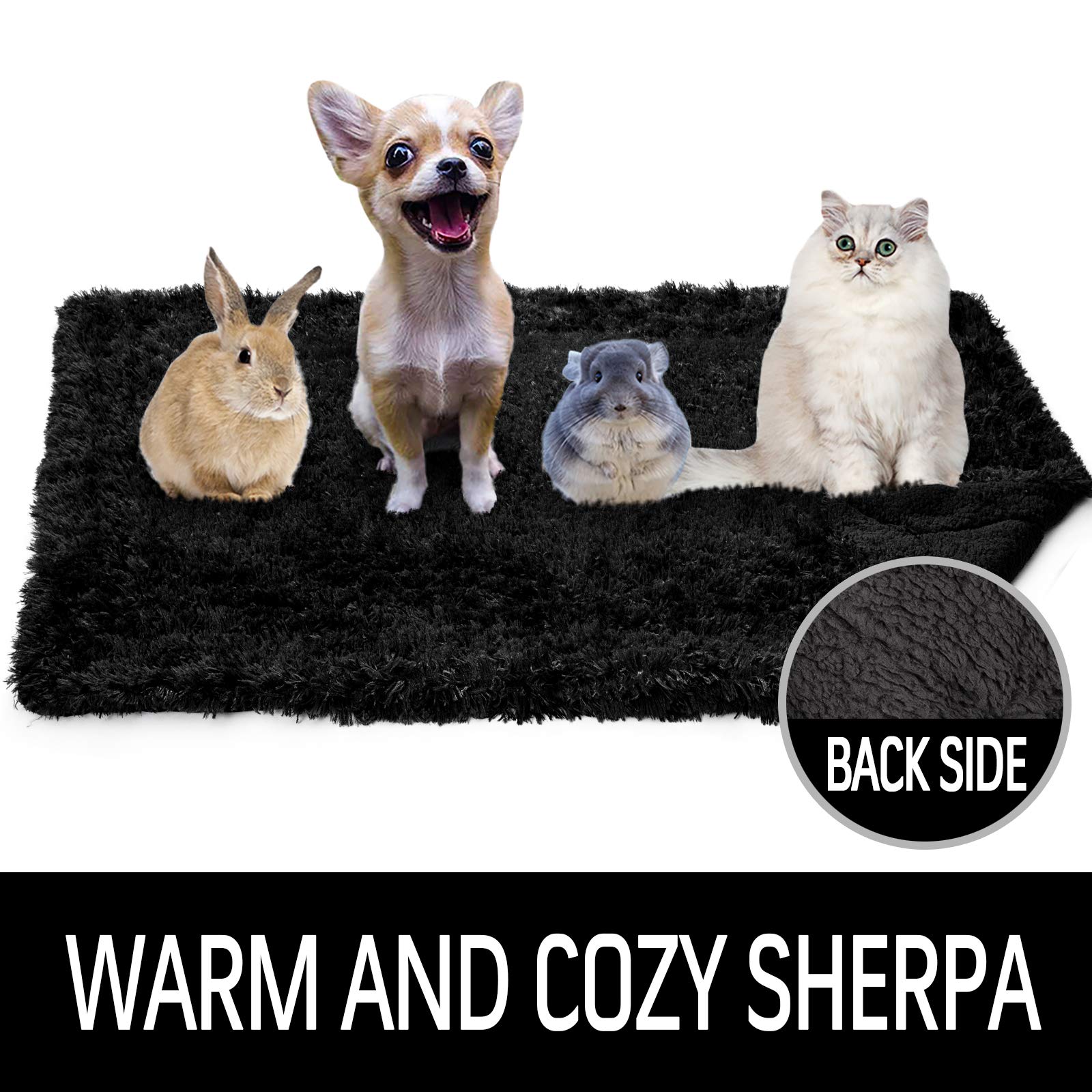 Lochas Luxury Fluffy Dog Blanket, Extra Soft And Warm Sherpa Fleece Pet Blankets For Dogs Cats, Plush Furry Faux Fur Puppy Throw Cover, 20''X30'' Black
