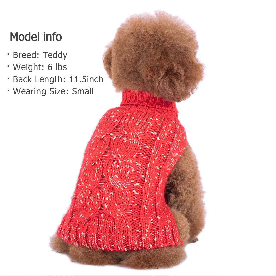 Kyeese Small Dog Sweater Turtleneck Red Dogs Sweater Knit Warm Puppy Sweaters Mini Dog Cats